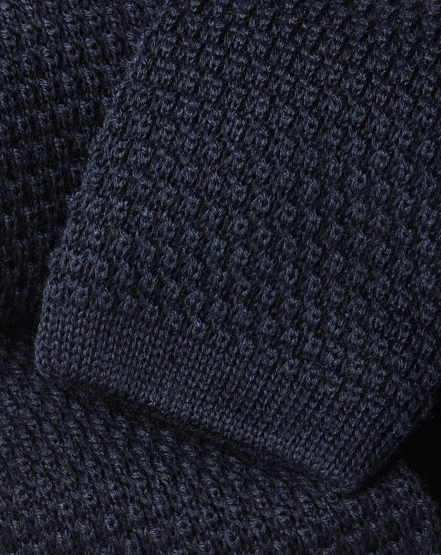 Knitted Wool Slim Tie - Navy
