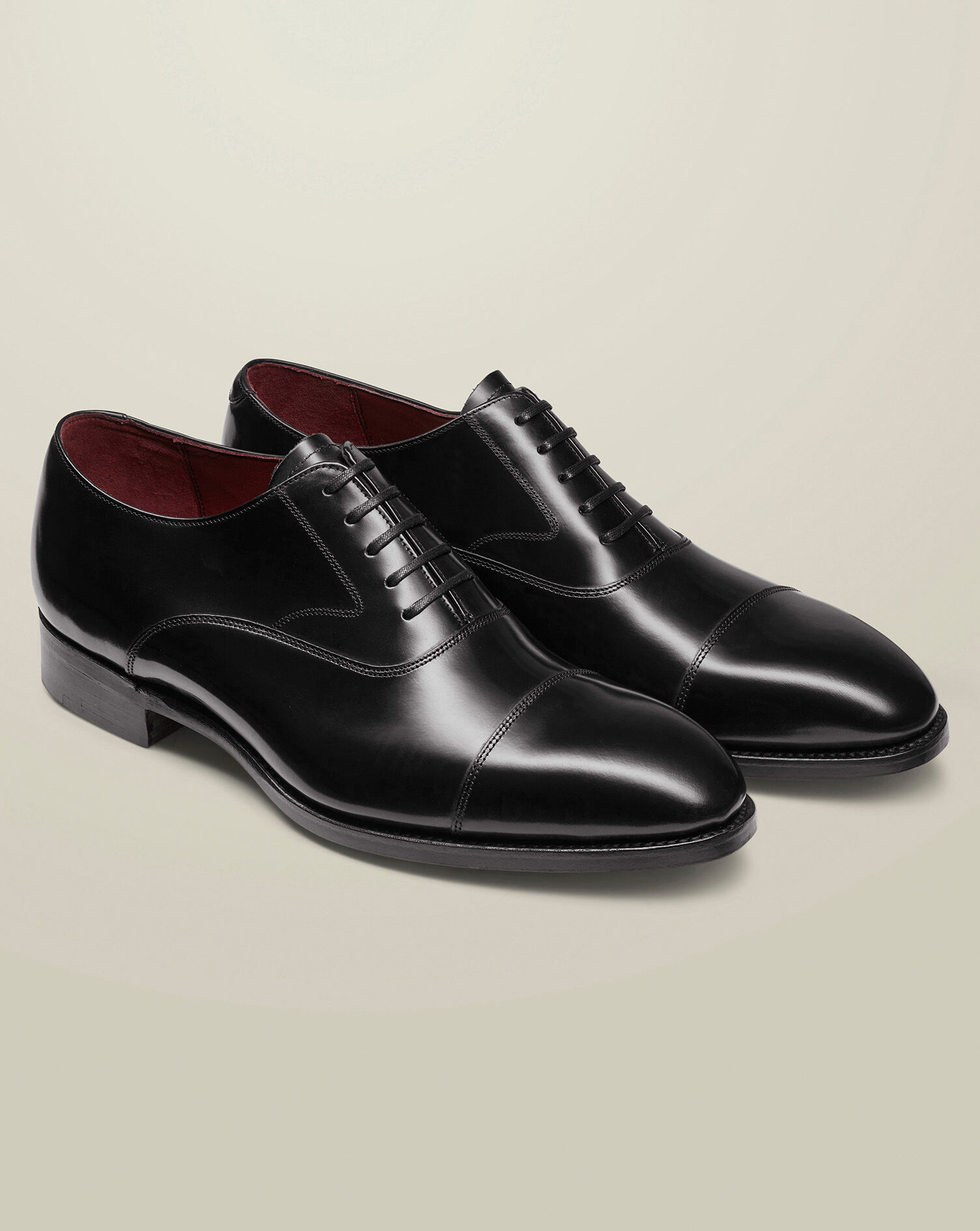 High-Shine Leather Luxury Oxford Shoes - Black