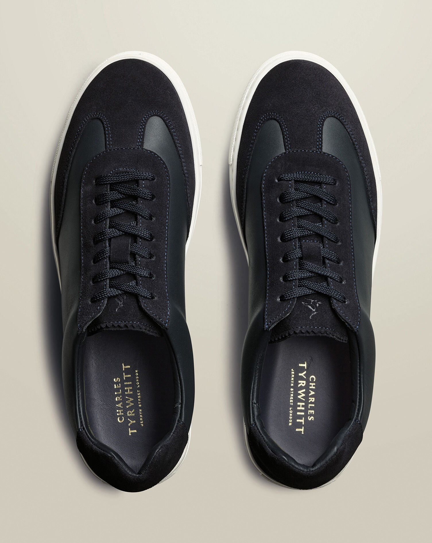 Leather and Suede Sneakers - Navy