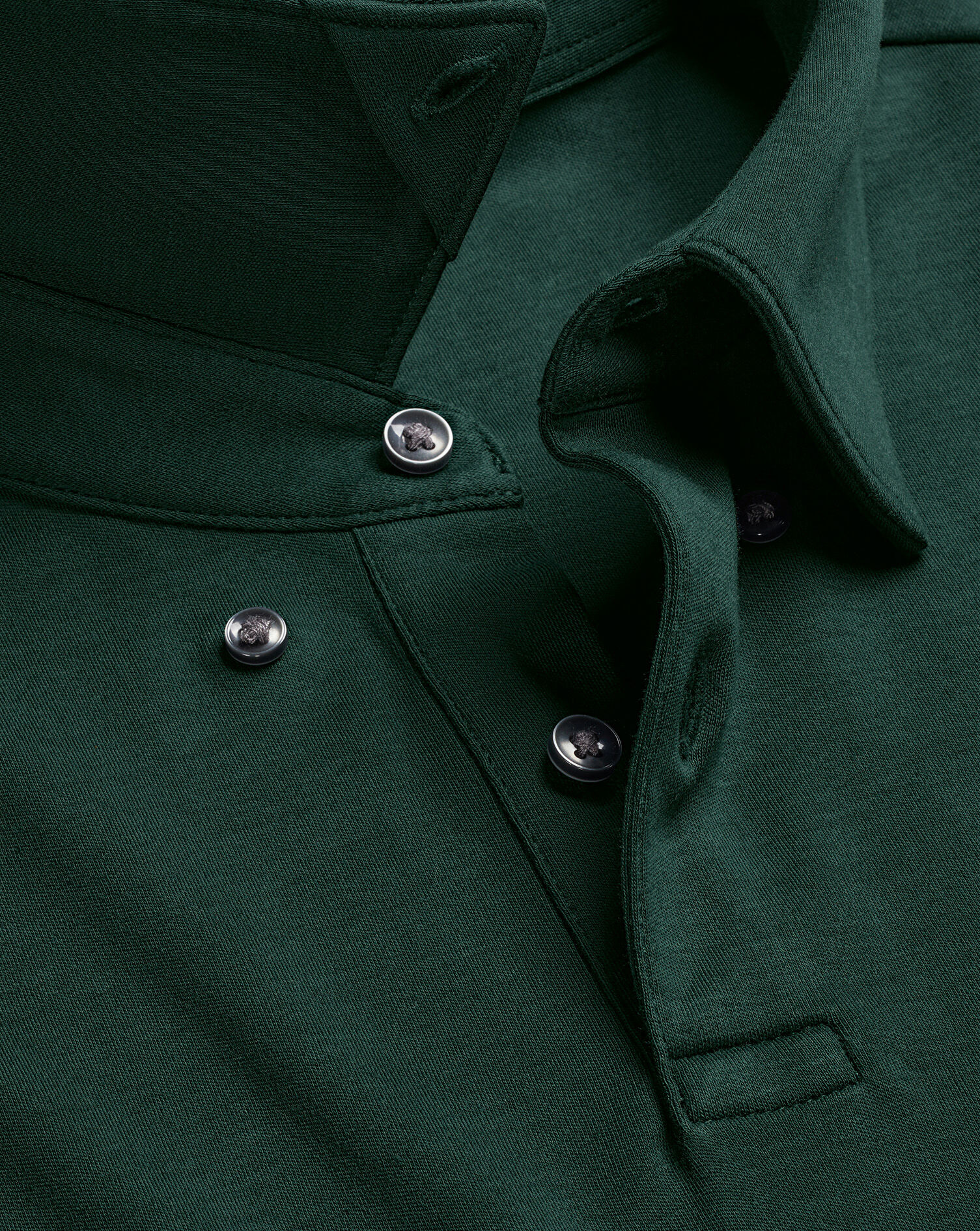 Long Sleeve Smart Jersey Polo - Dark Green