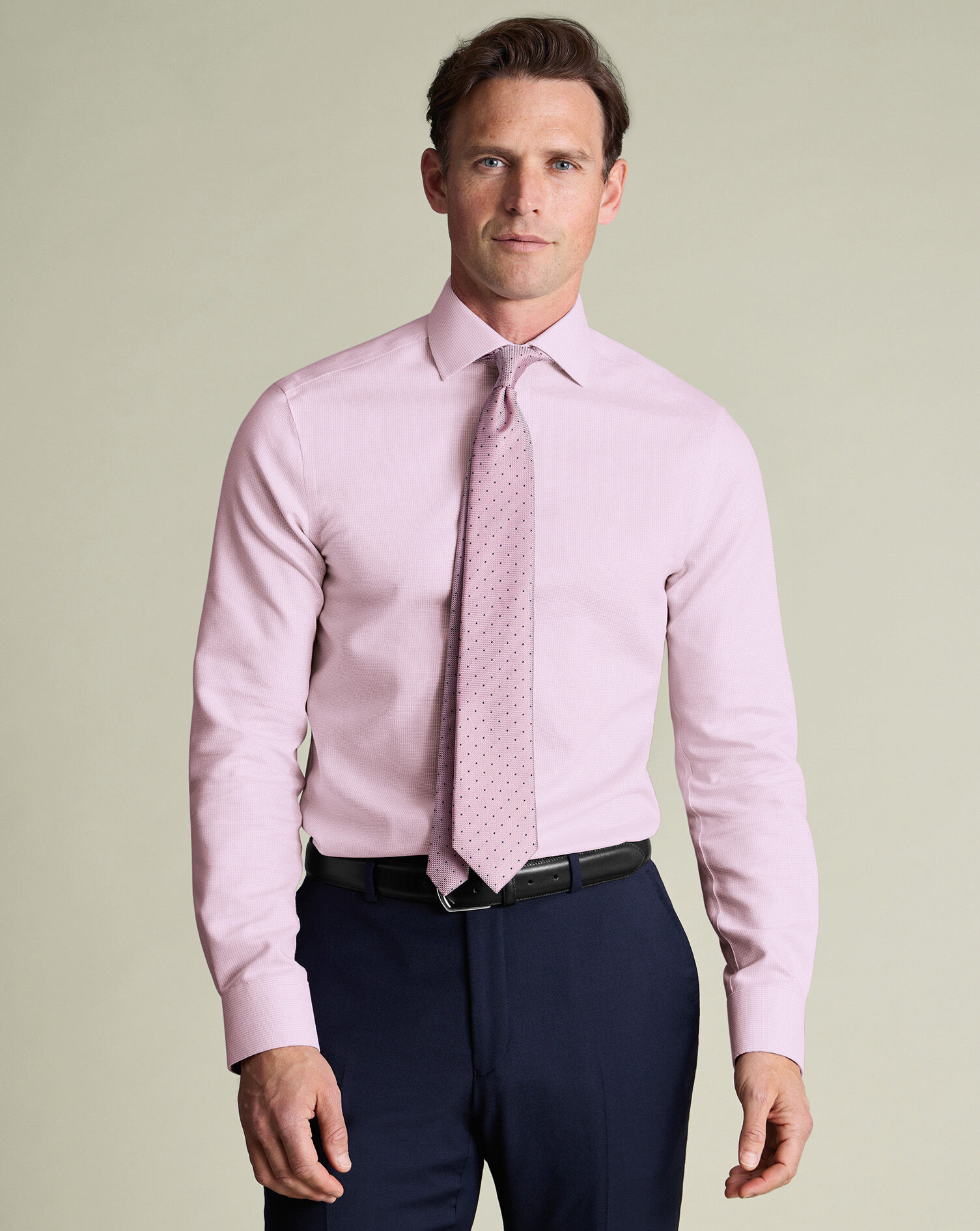 Non-Iron Stretch Burlington Weave Shirt - Pink