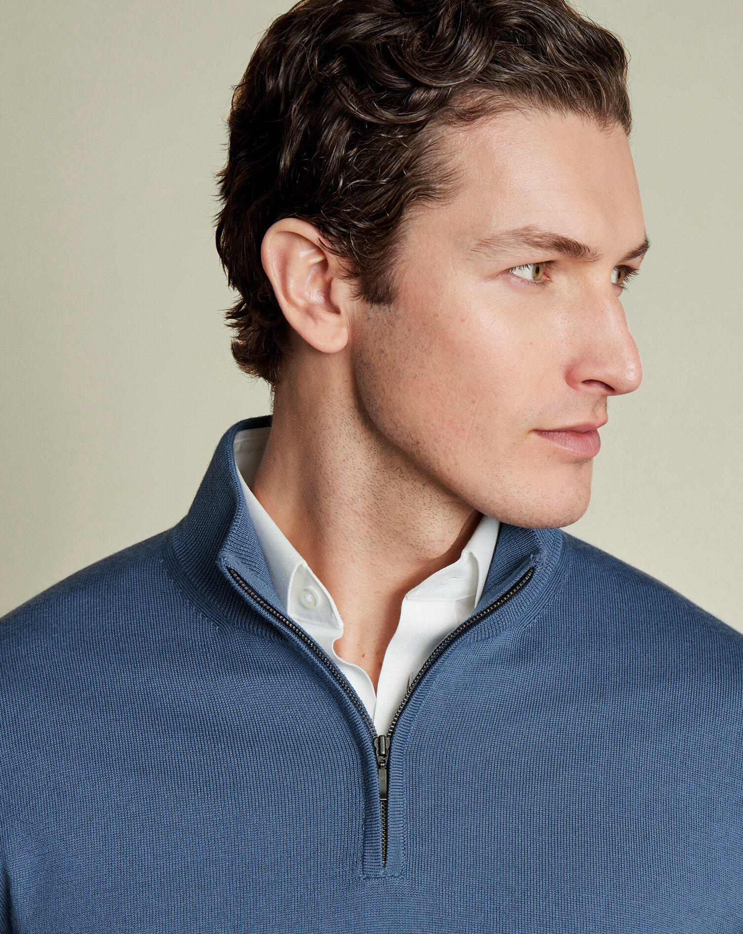 Merino Quarter Zip Sweater - Steel Blue