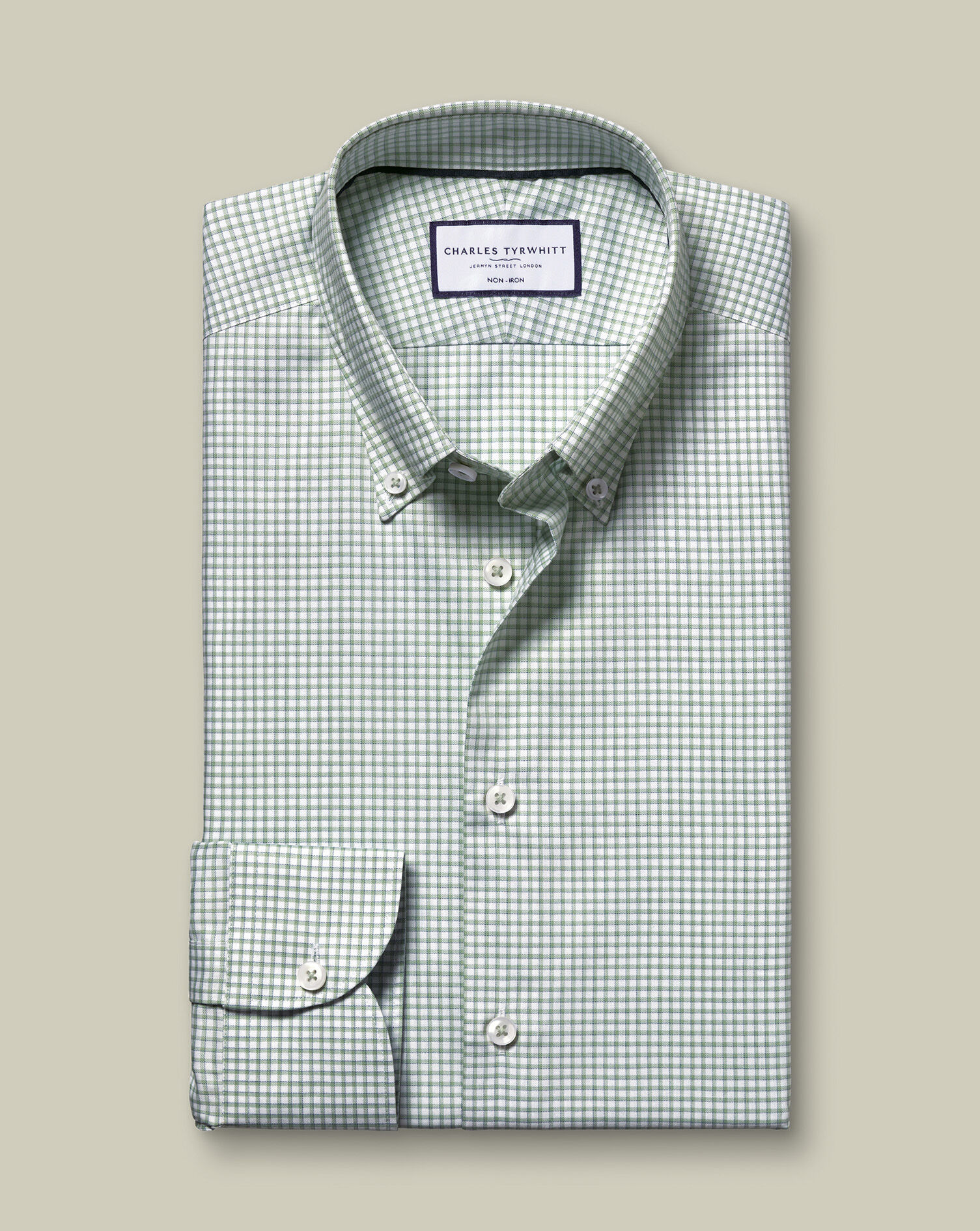 Button-Down Non-Iron Oxford Check Shirt - Green