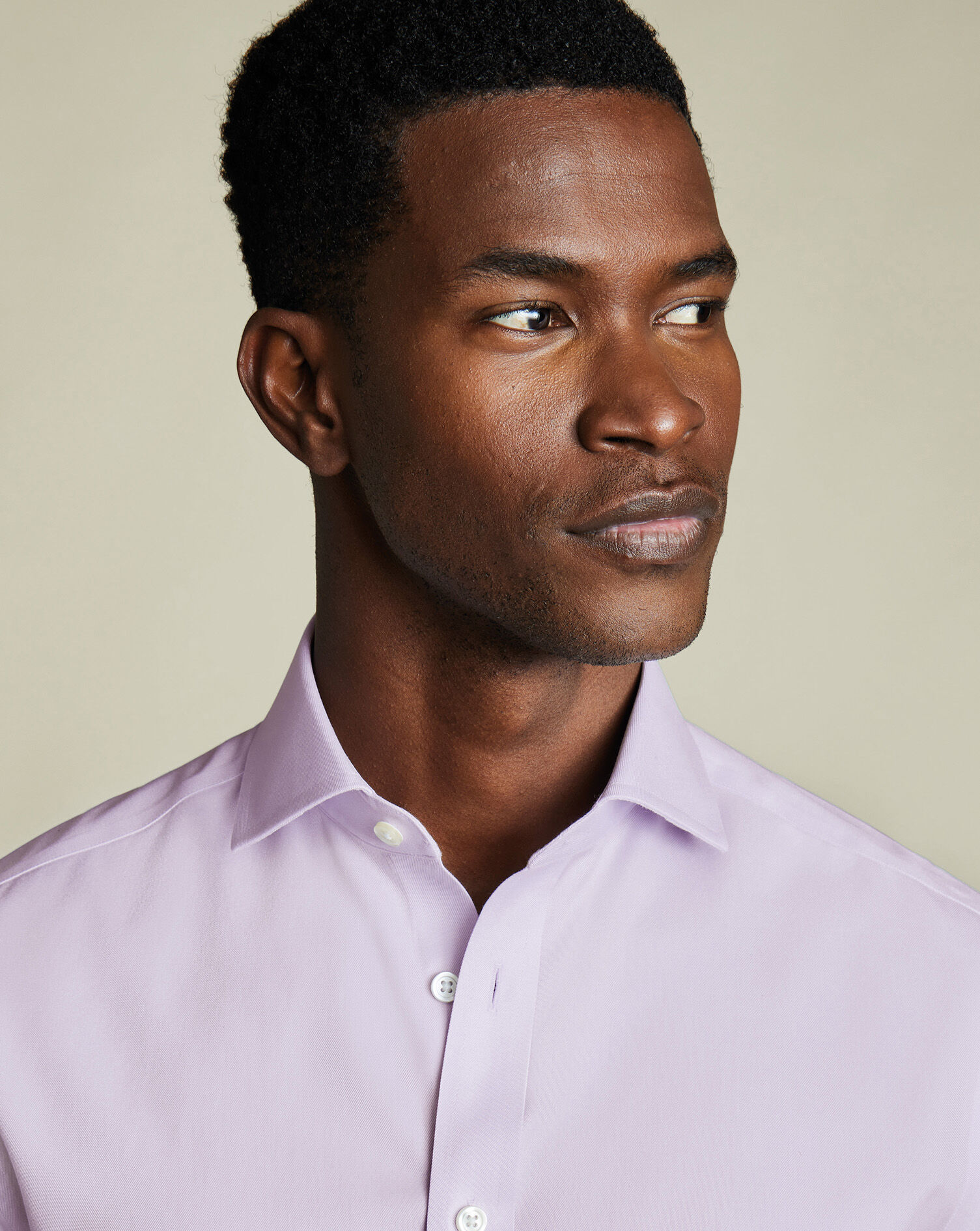 Spread Collar Non-Iron Twill Shirt - Lilac Purple