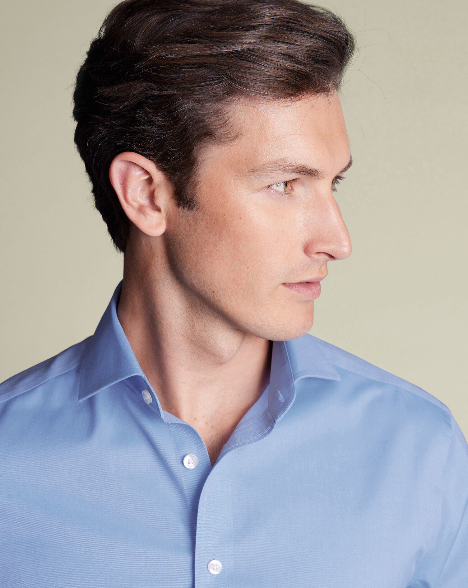 Spread Collar Non-Iron Twill Shirt - Cornflower Blue
