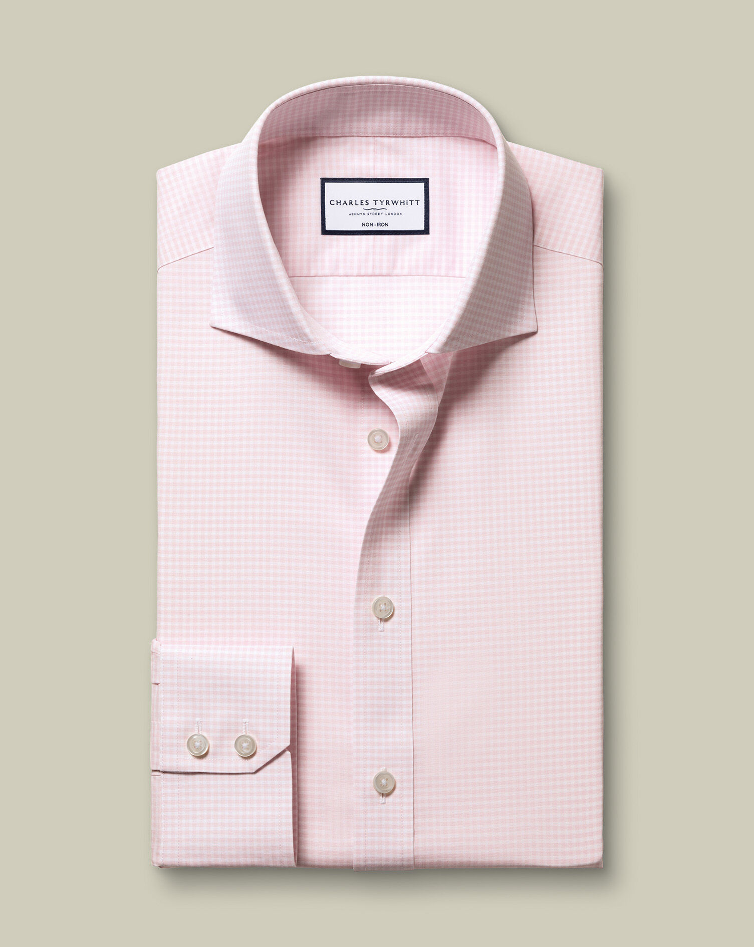 Non-Iron Poplin Gingham Shirt - Pink