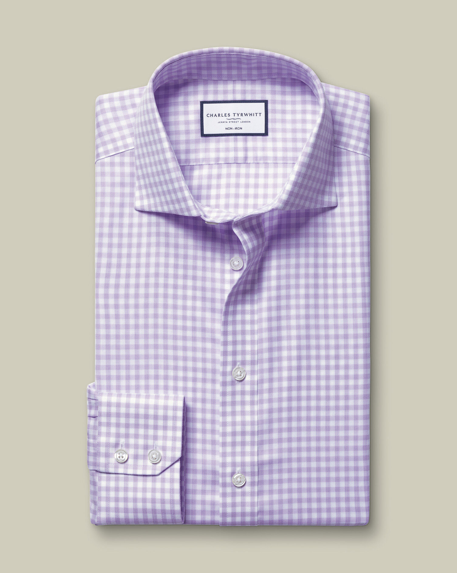 Non-Iron Twill Gingham Shirt - Lilac
