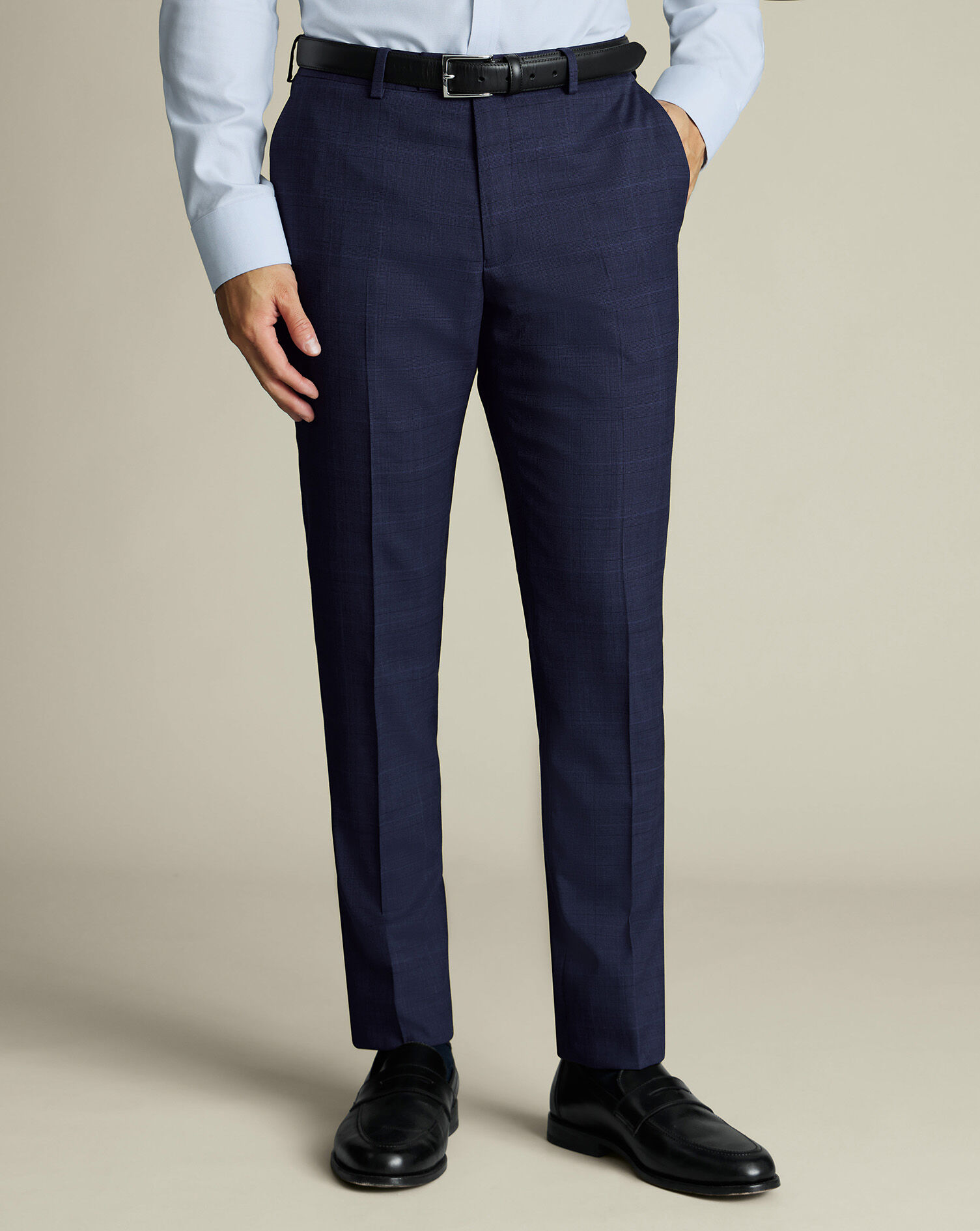 Check Suit Pants - Ink Blue