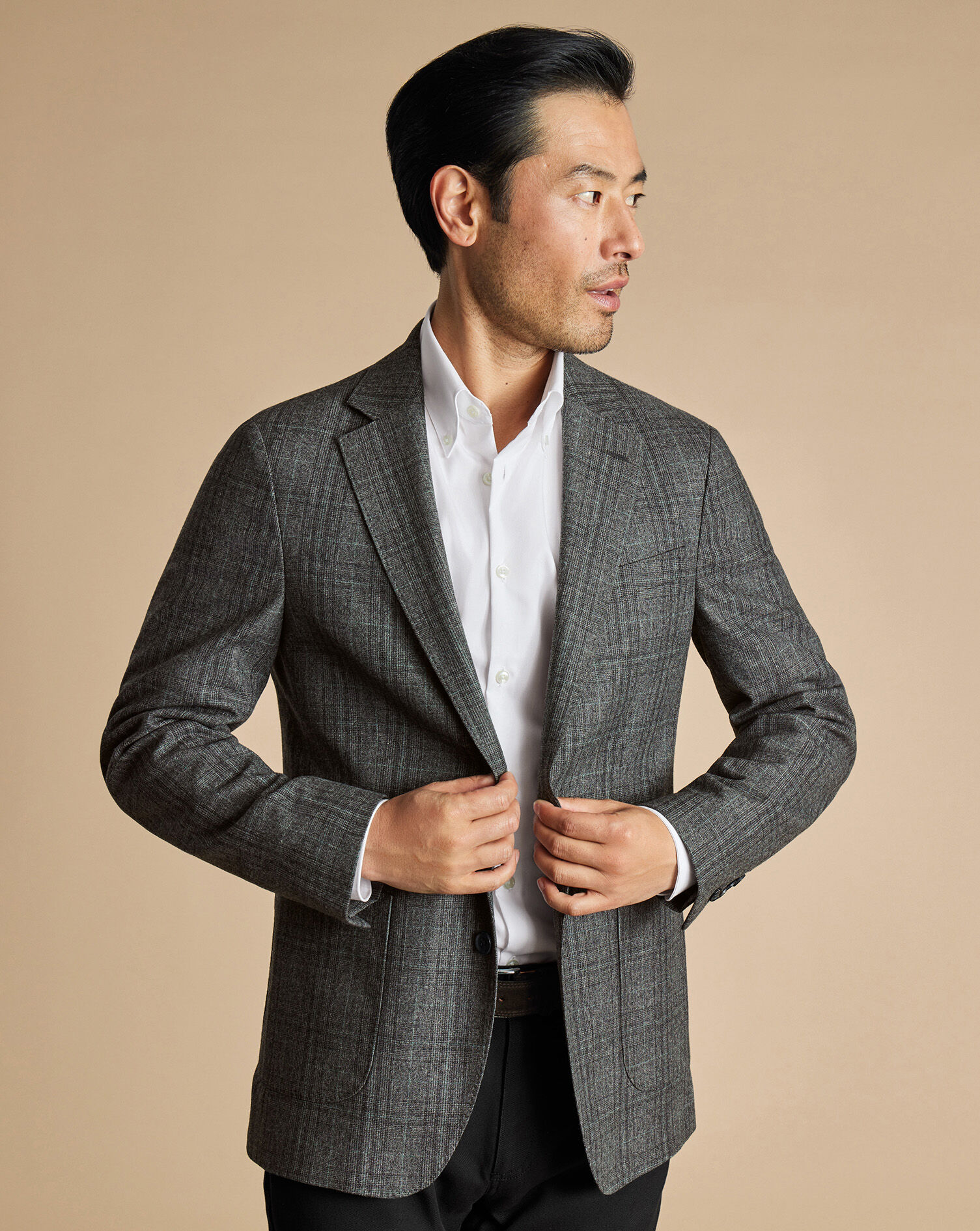 Italian Luxury Check Jacket - Dark Gray