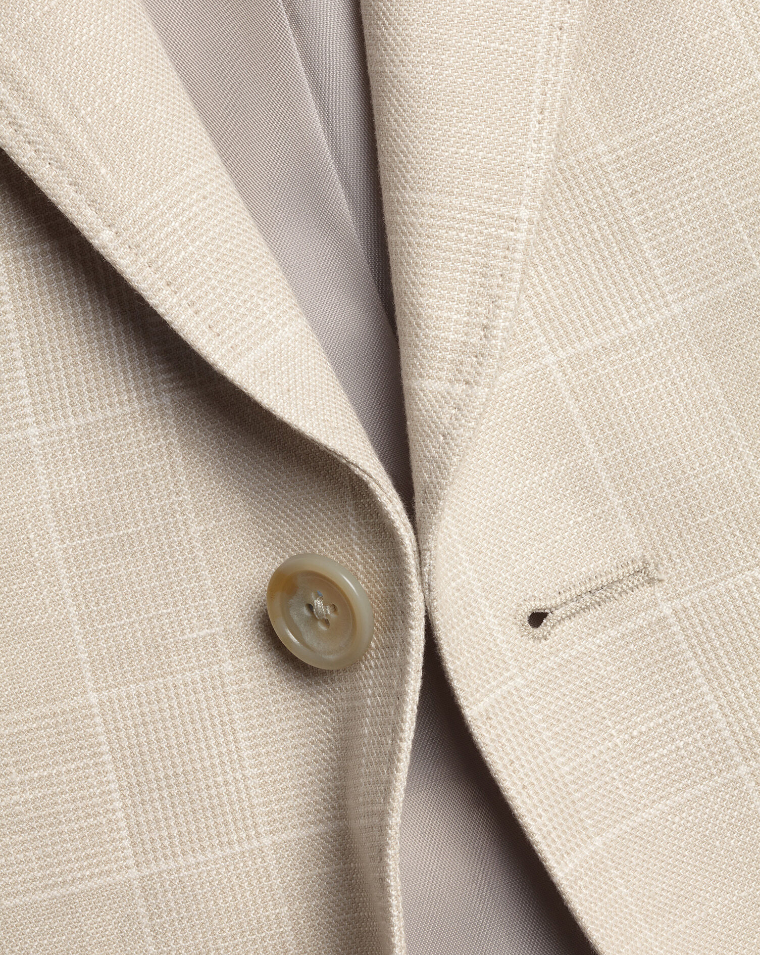 Linen Cotton Check Jacket - Stone