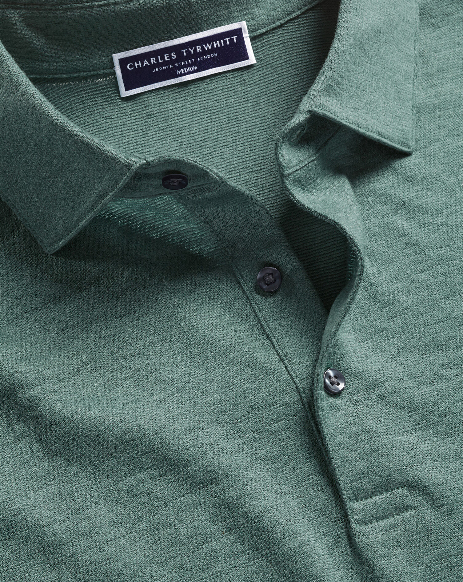 Linen Polo - Aqua Green