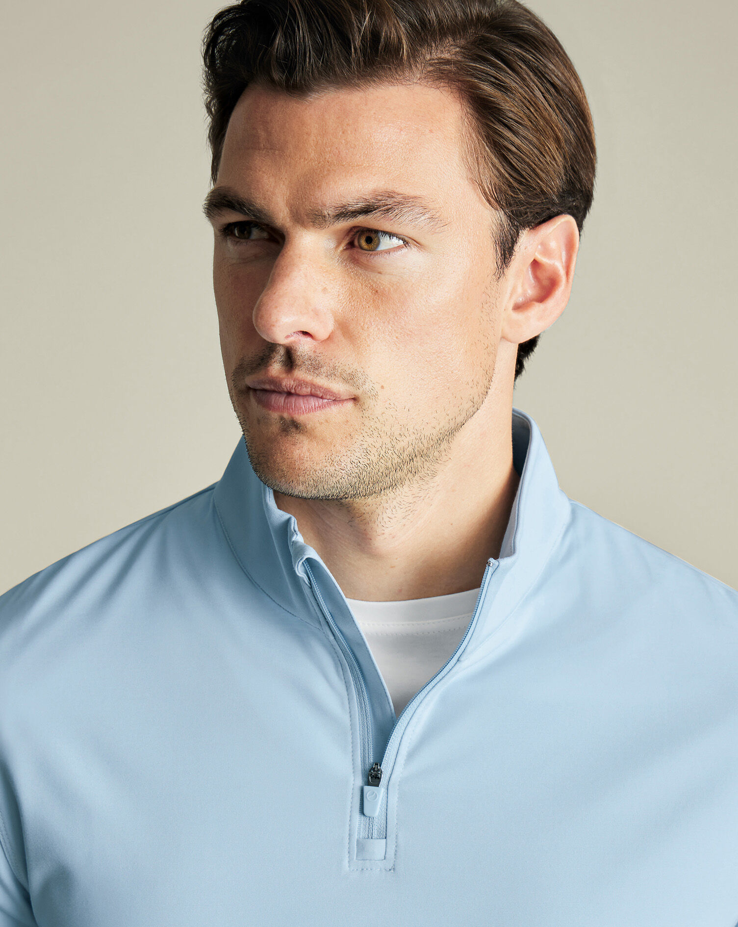 Performance Zip Polo Shirt – Light Blue
