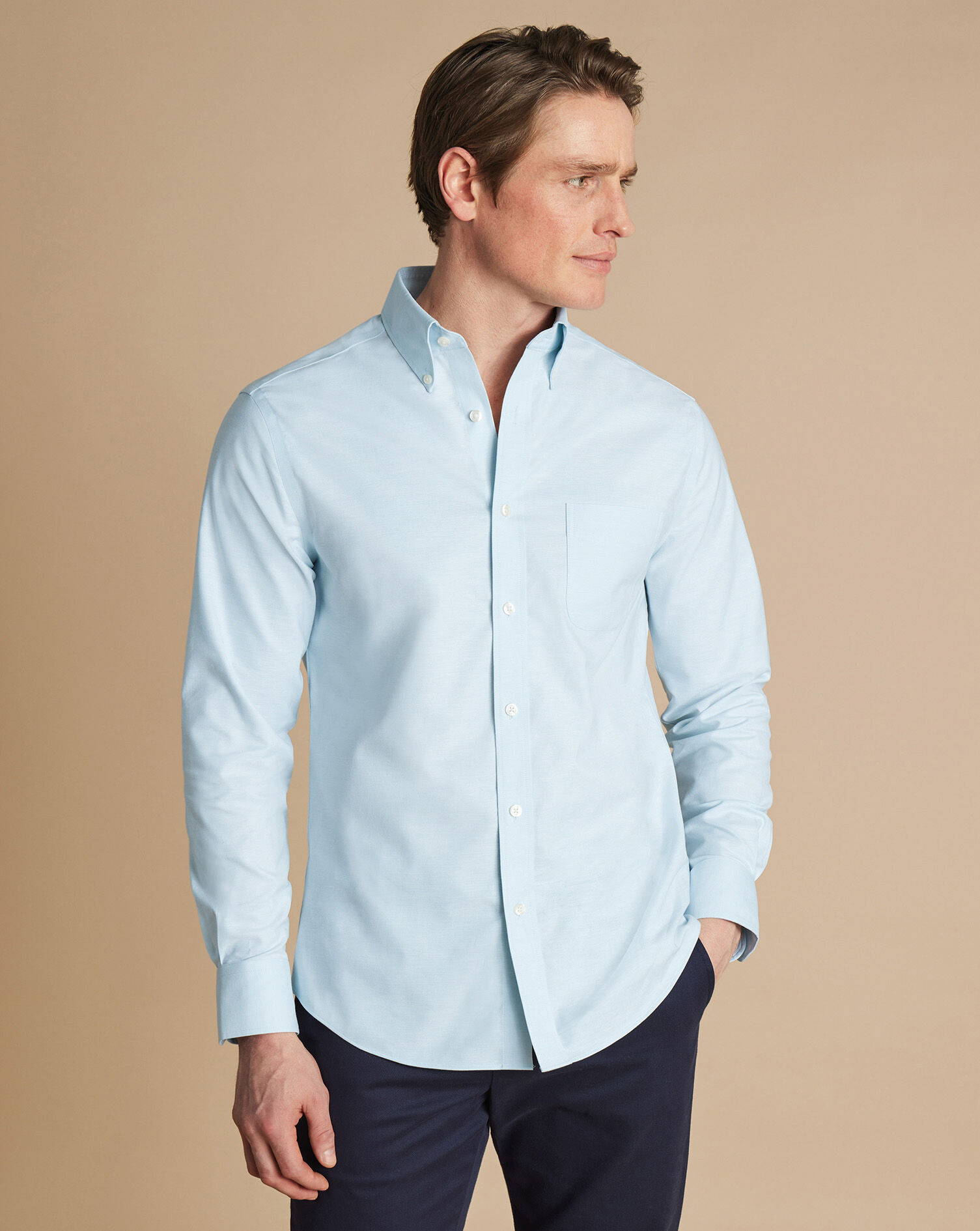 Non-Iron Stretch Oxford Shirt - Sky Blue