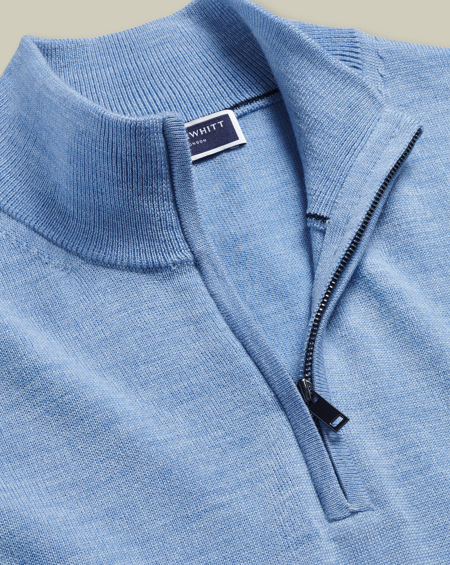 Pure Merino Quarter Zip Sweater - Cornflower Blue