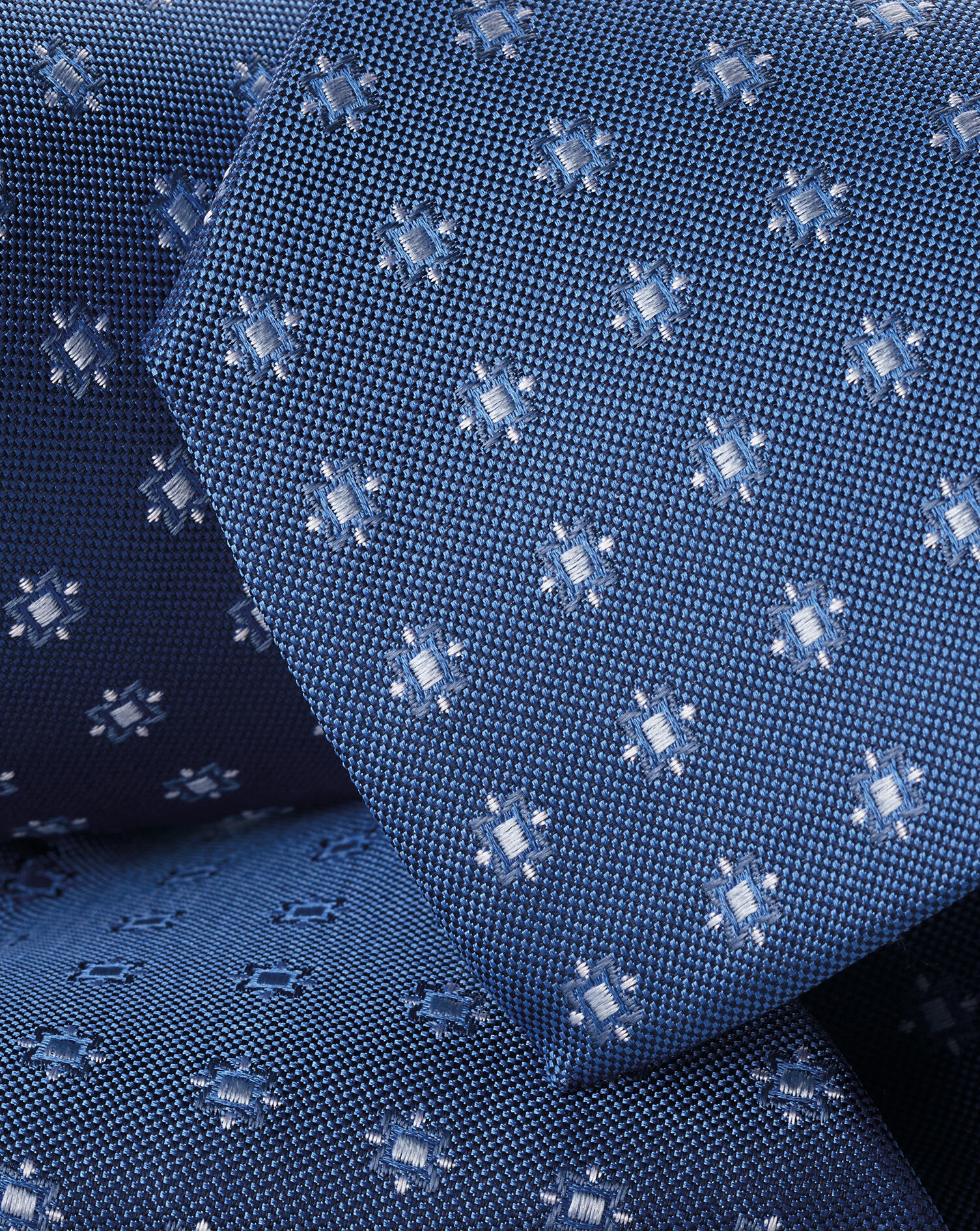 Silk Medallion Print Tie - Mid Blue