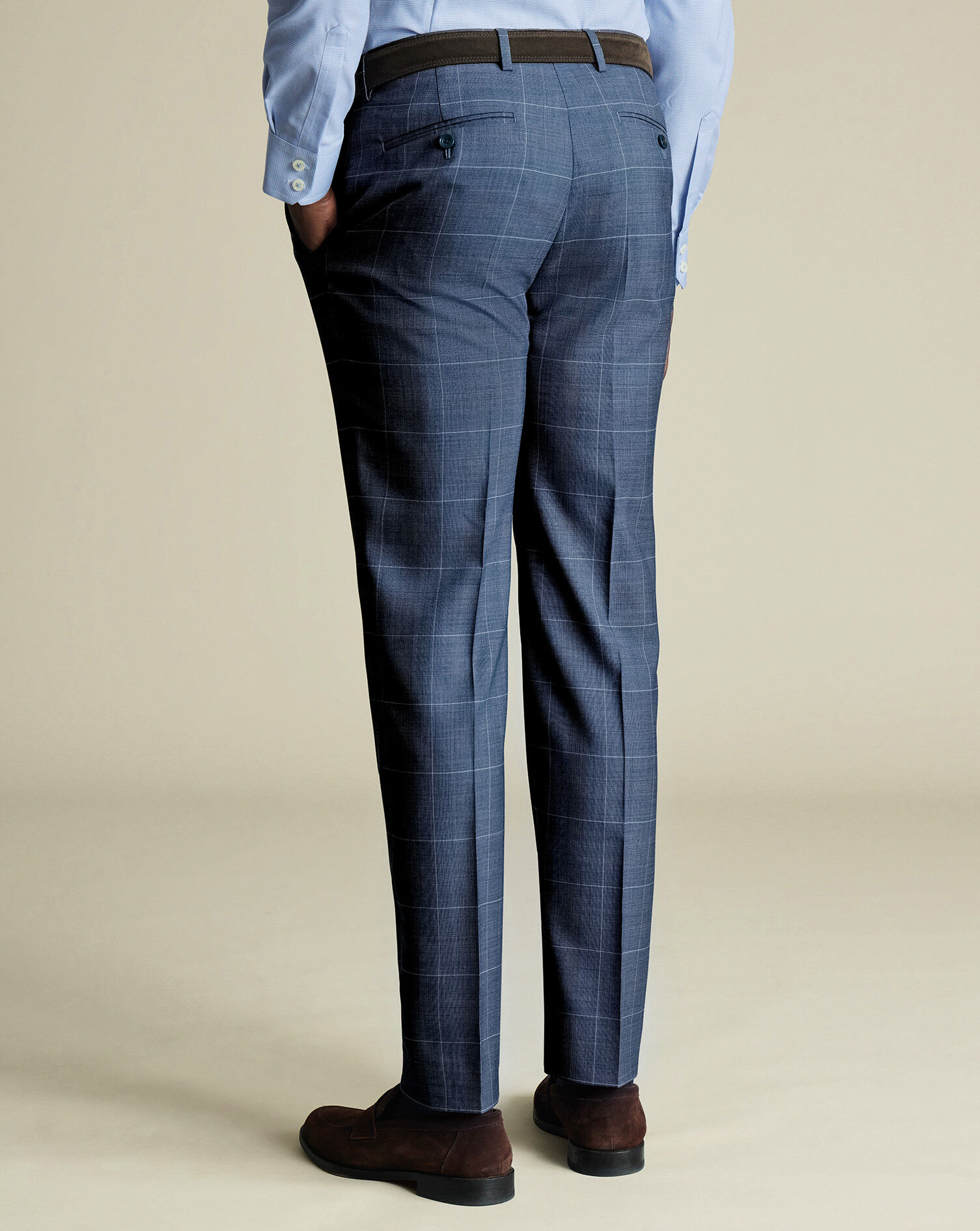 Ultimate Performance Check Suit Pants - Steel Blue