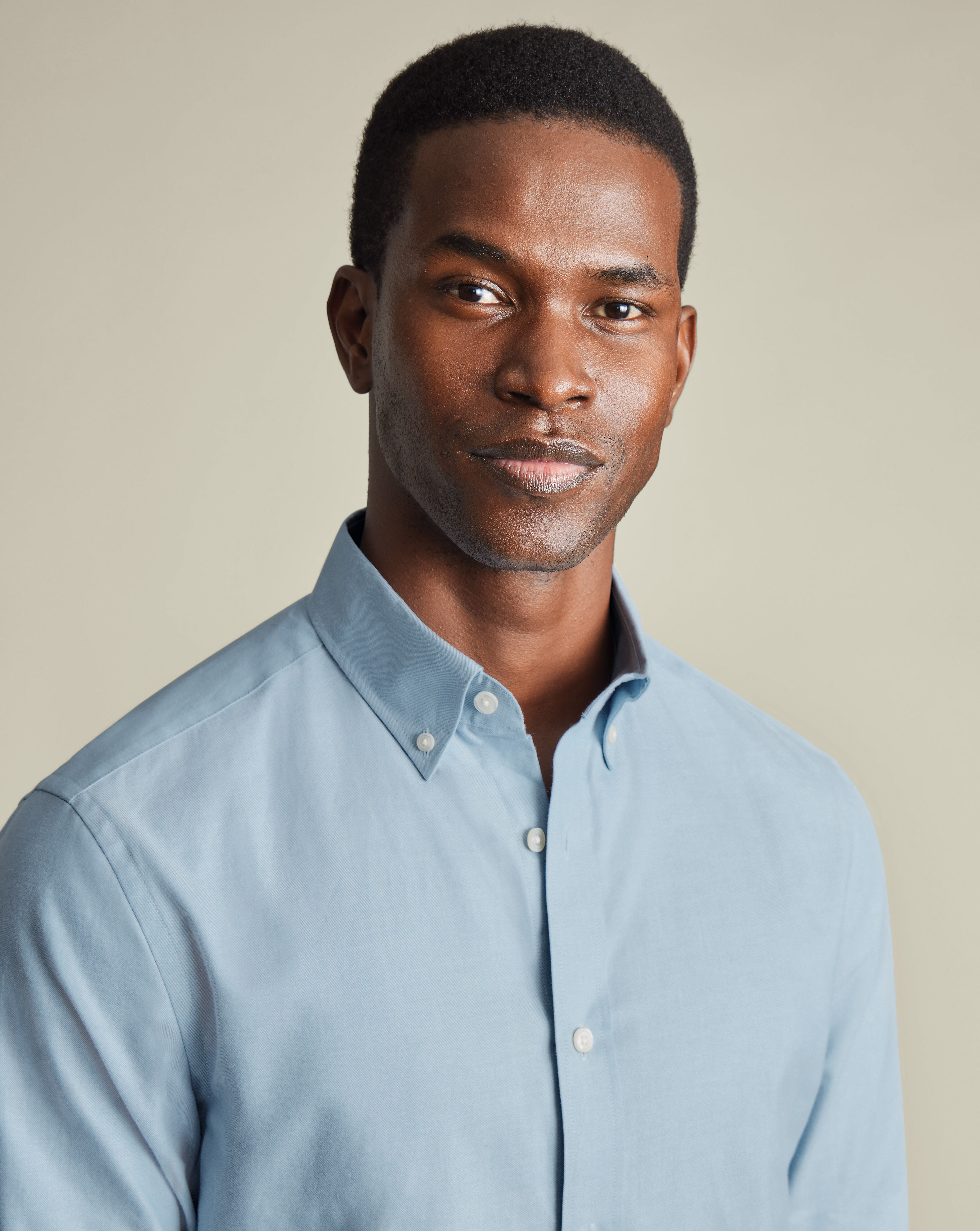 Brushed Cotton Twill Shirt - Light Blue