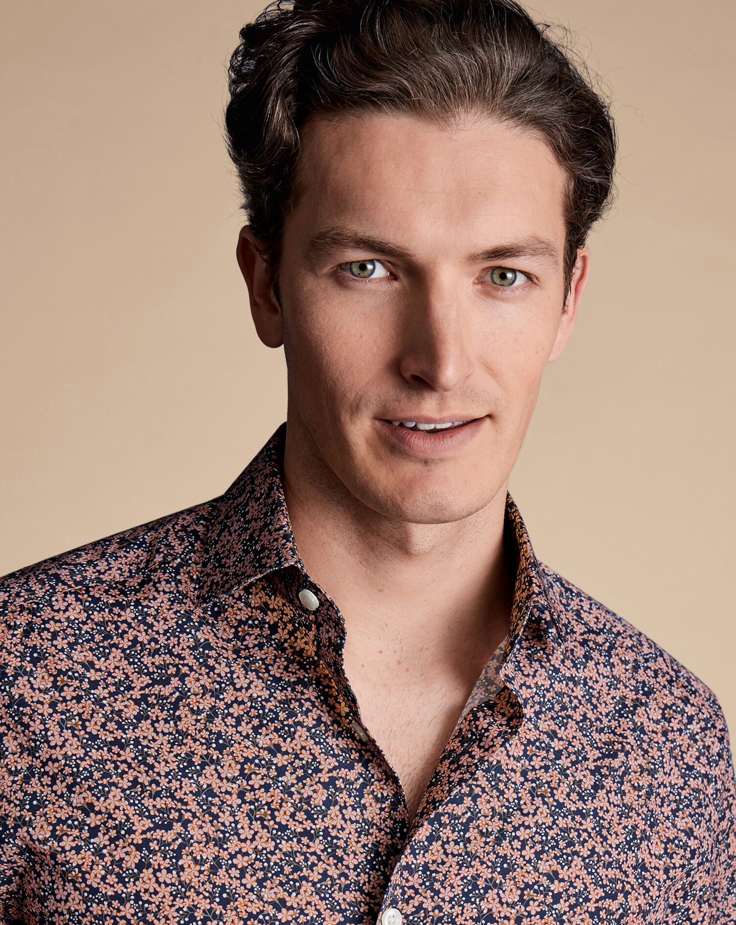 Made With Liberty Fabric Floral Print Semi-Spread Collar Shirt - Pink