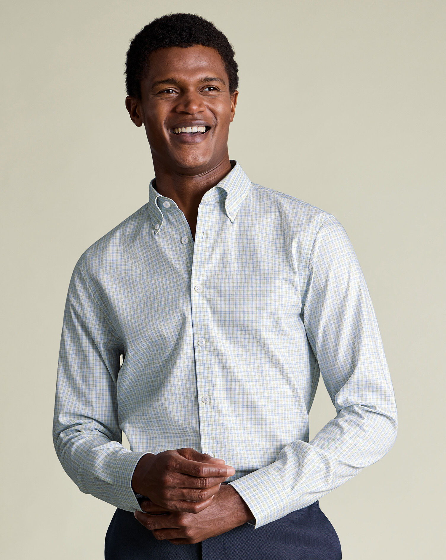 Button-Down Non-Iron Oxford Check Shirt - Green