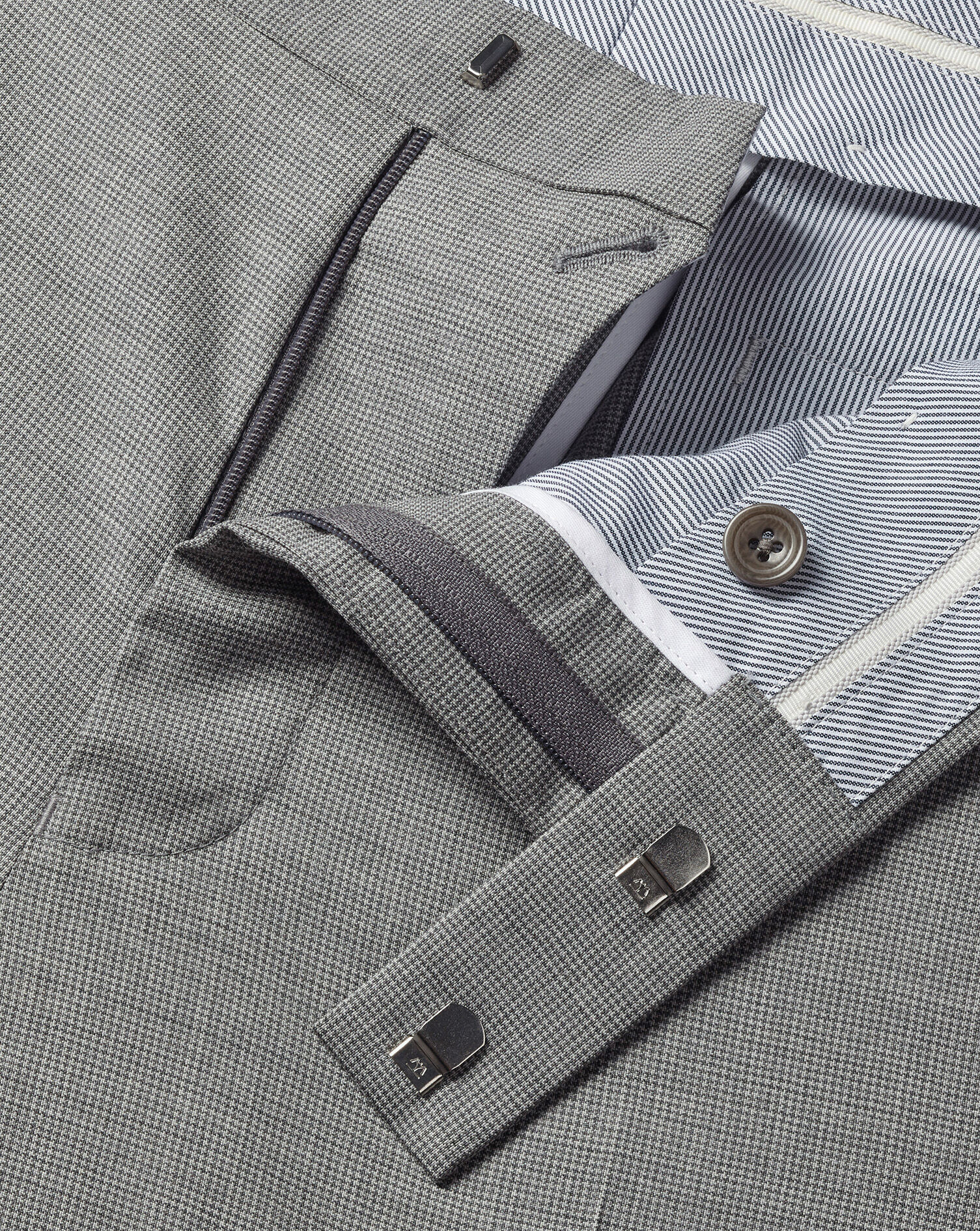 Italian Puppytooth Suit Pants - Gray