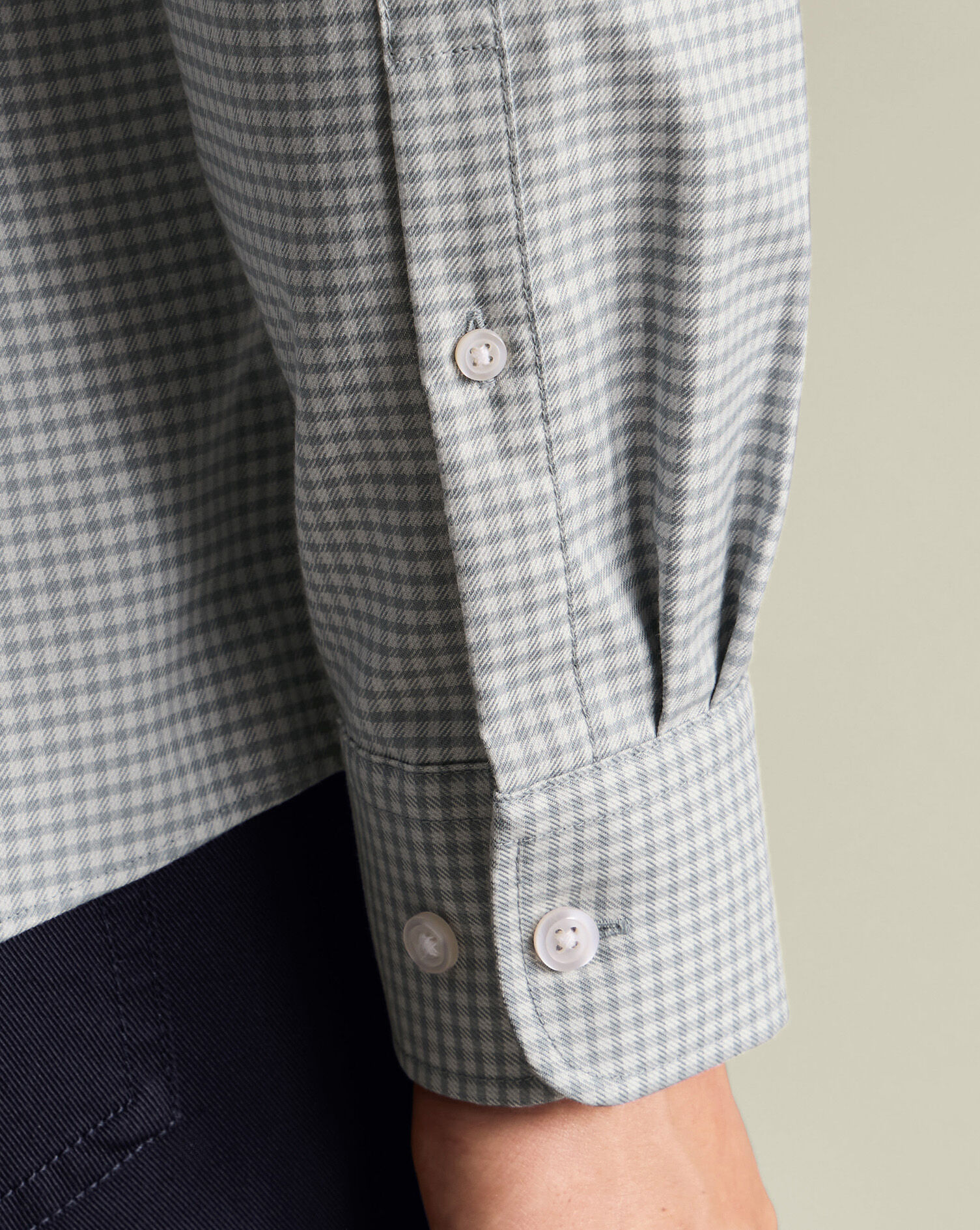 Twill Gingham Shirt - Light Grey