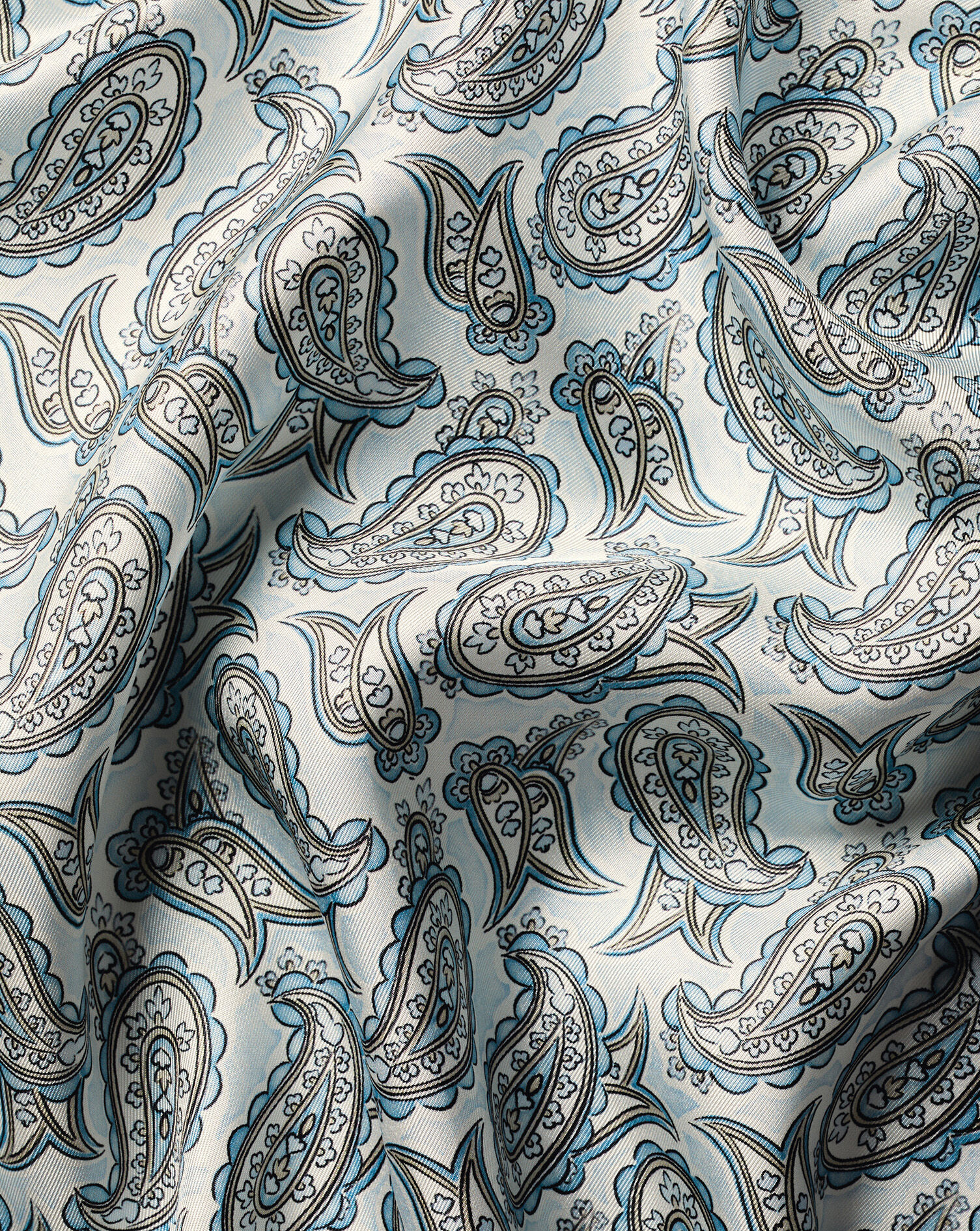 Silk Paisley Pocket Square - Pale Teal Green