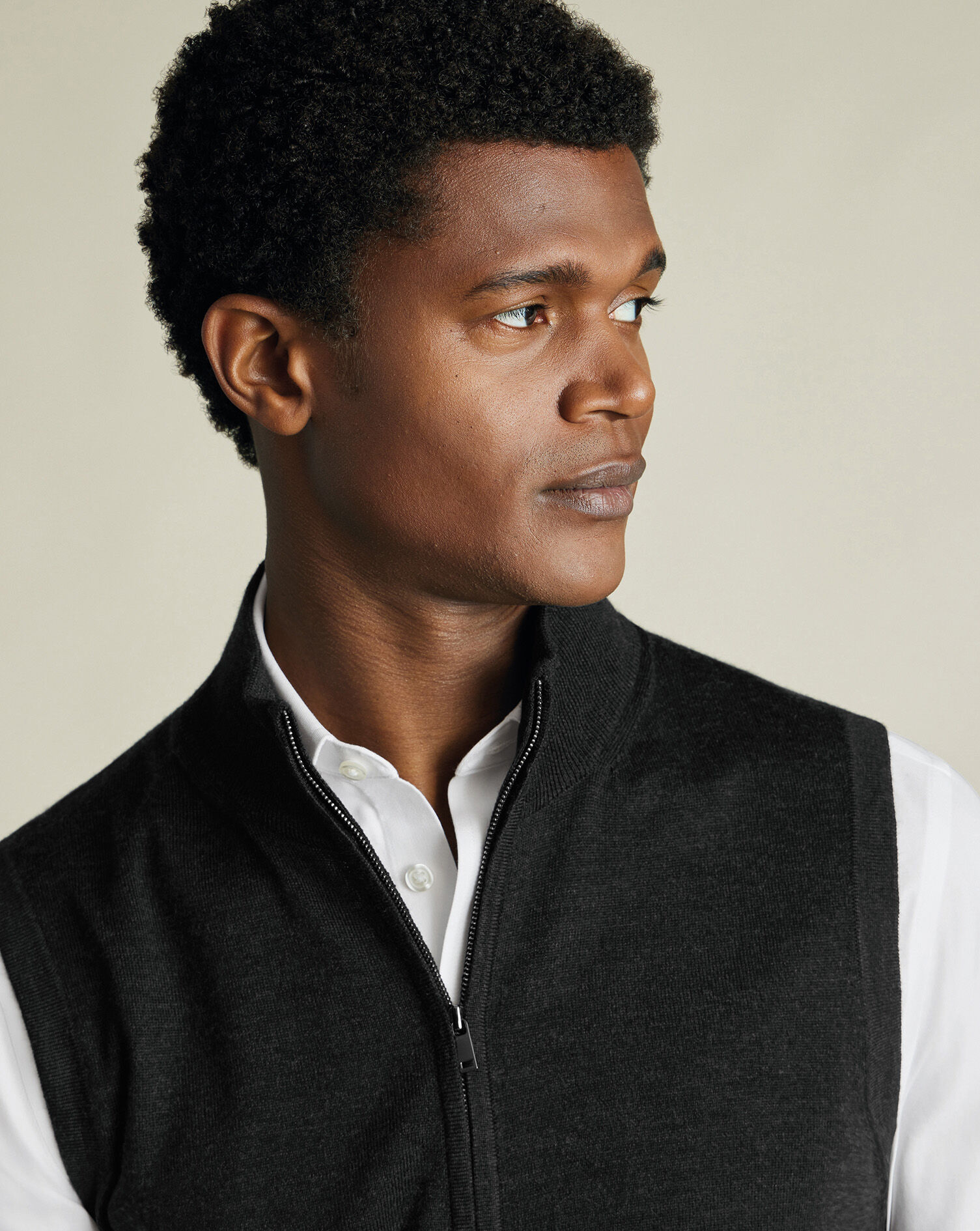 Pure Merino Zip Vest - Charcoal