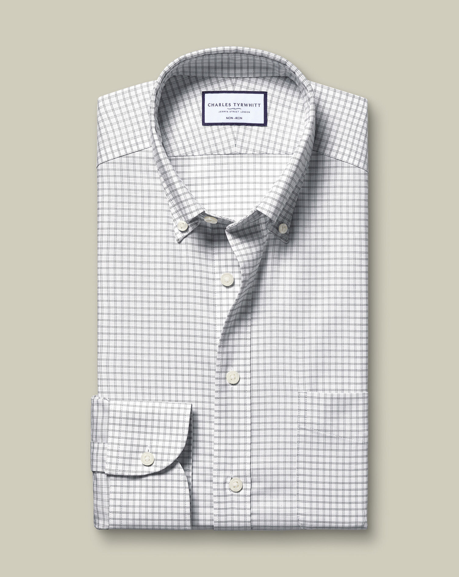 Non-Iron Stretch Oxford Shirt - Silver Gray