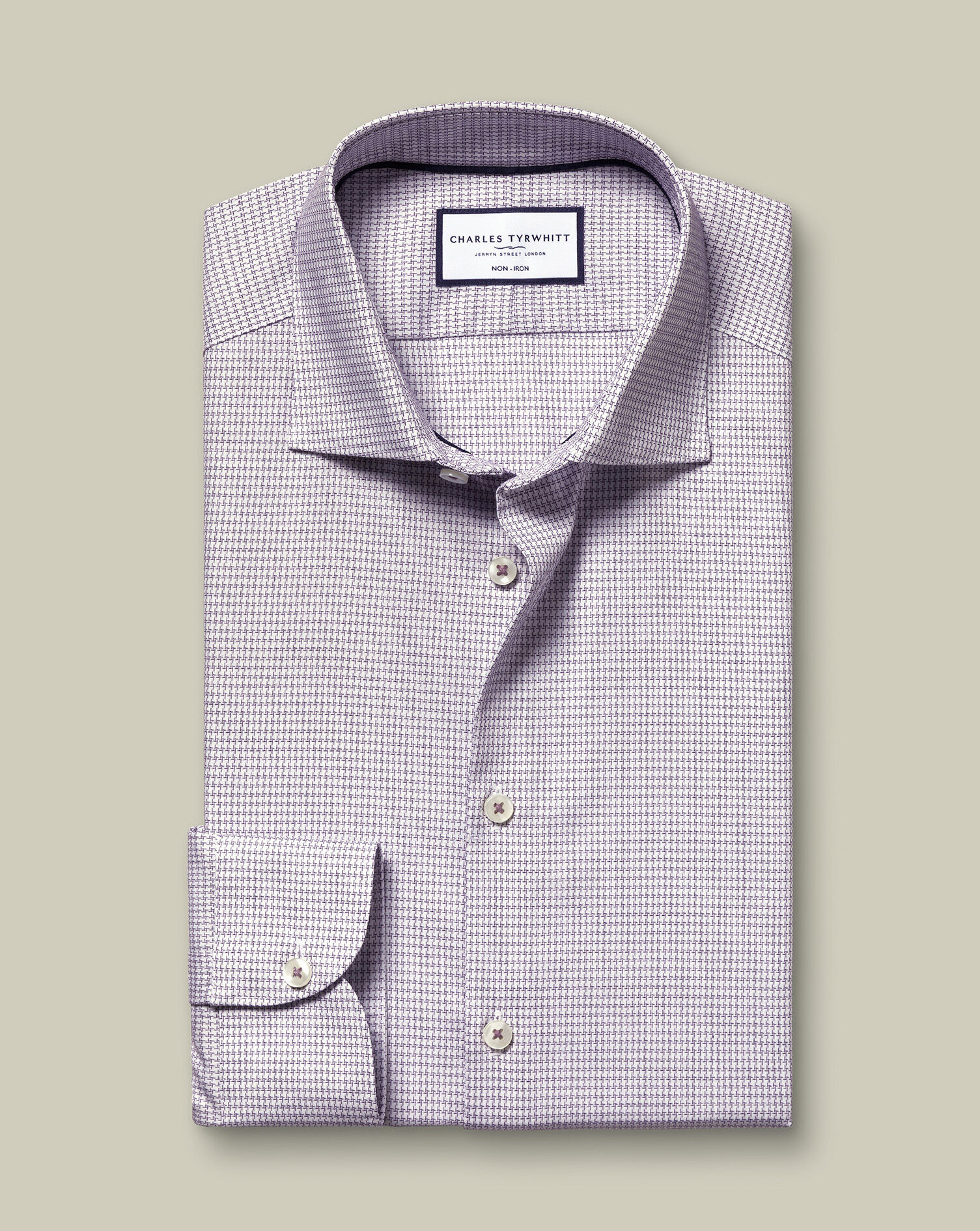 Non-Iron Stretch Texture Shirt - Dark Purple