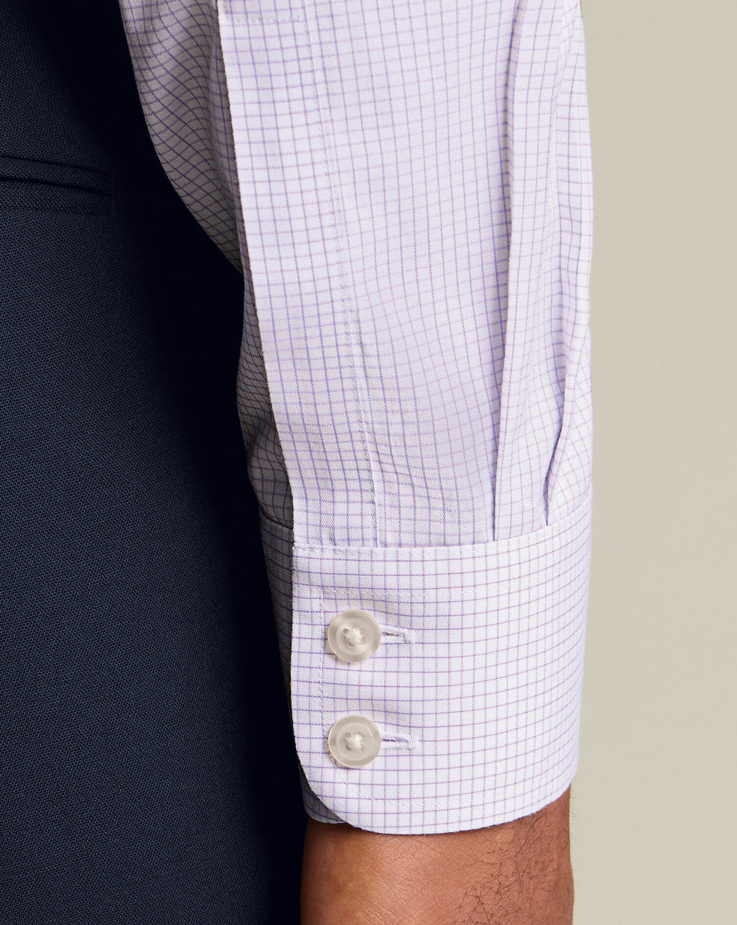 Non-Iron Twill Check Shirt - Lilac