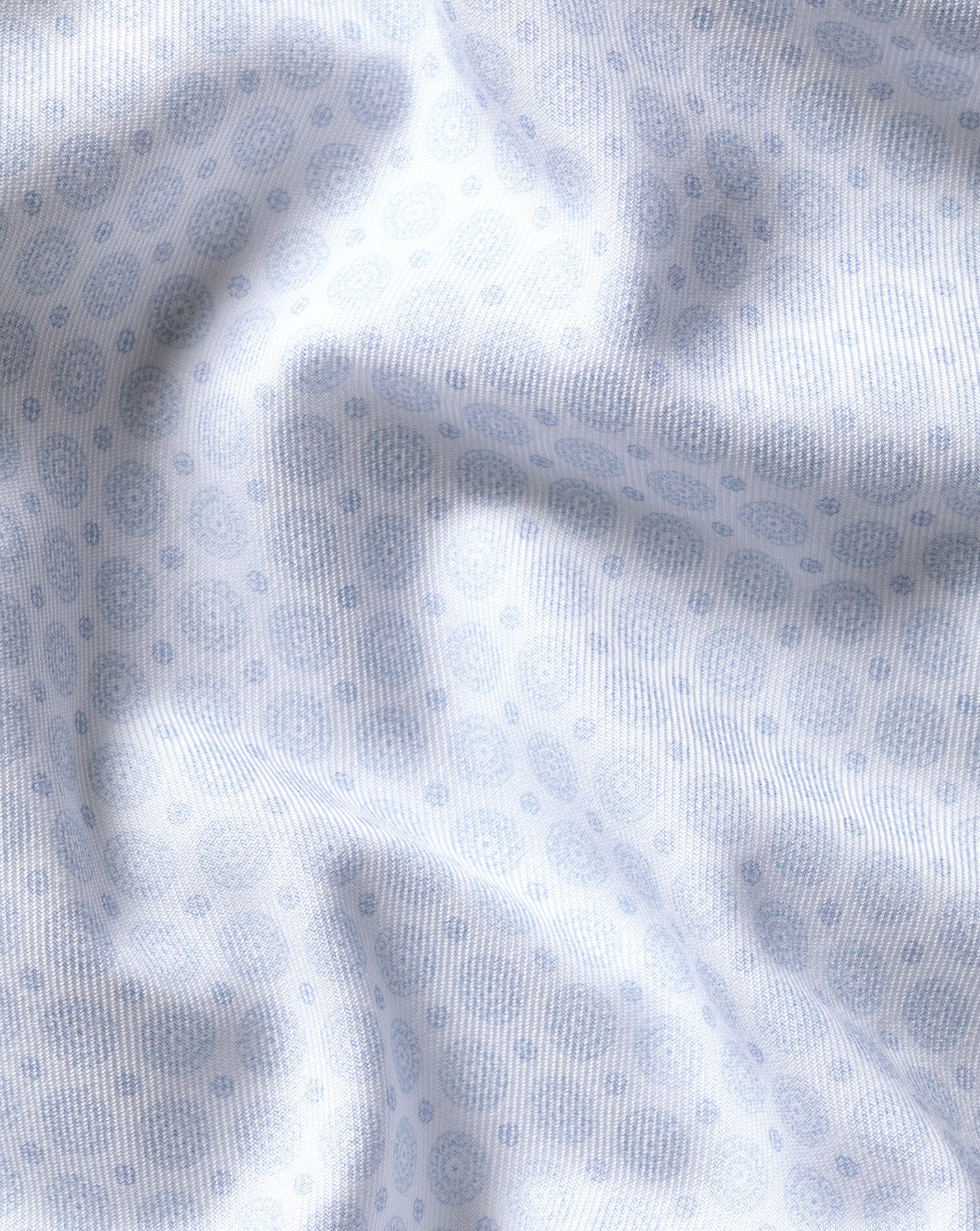 Non-Iron Stretch Print Shirt - White & Sky Blue