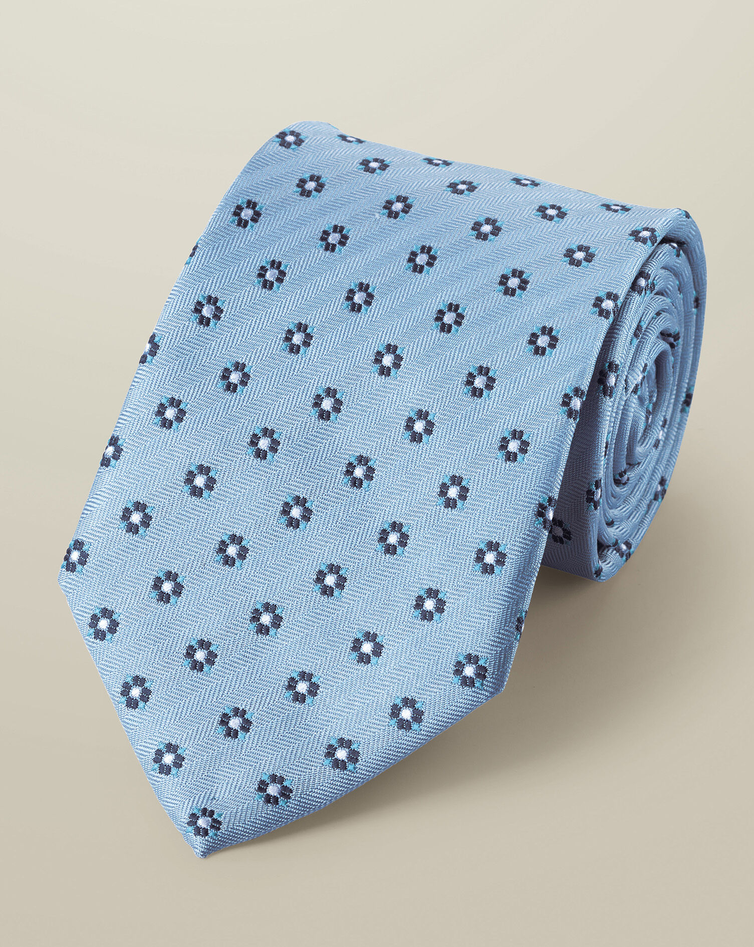 Medallion Silk Tie - Light Blue