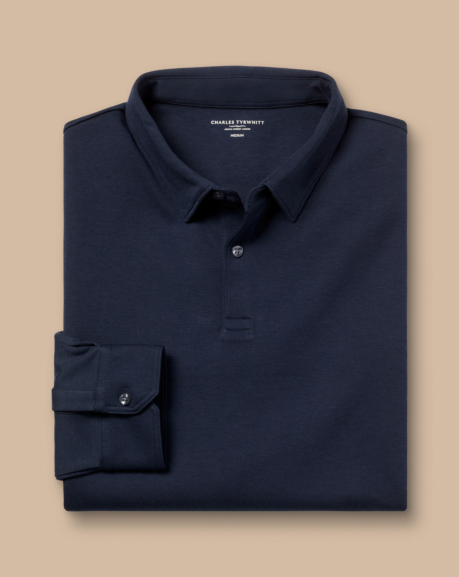 Long Sleeve Performance Smart Jersey Polo - Navy