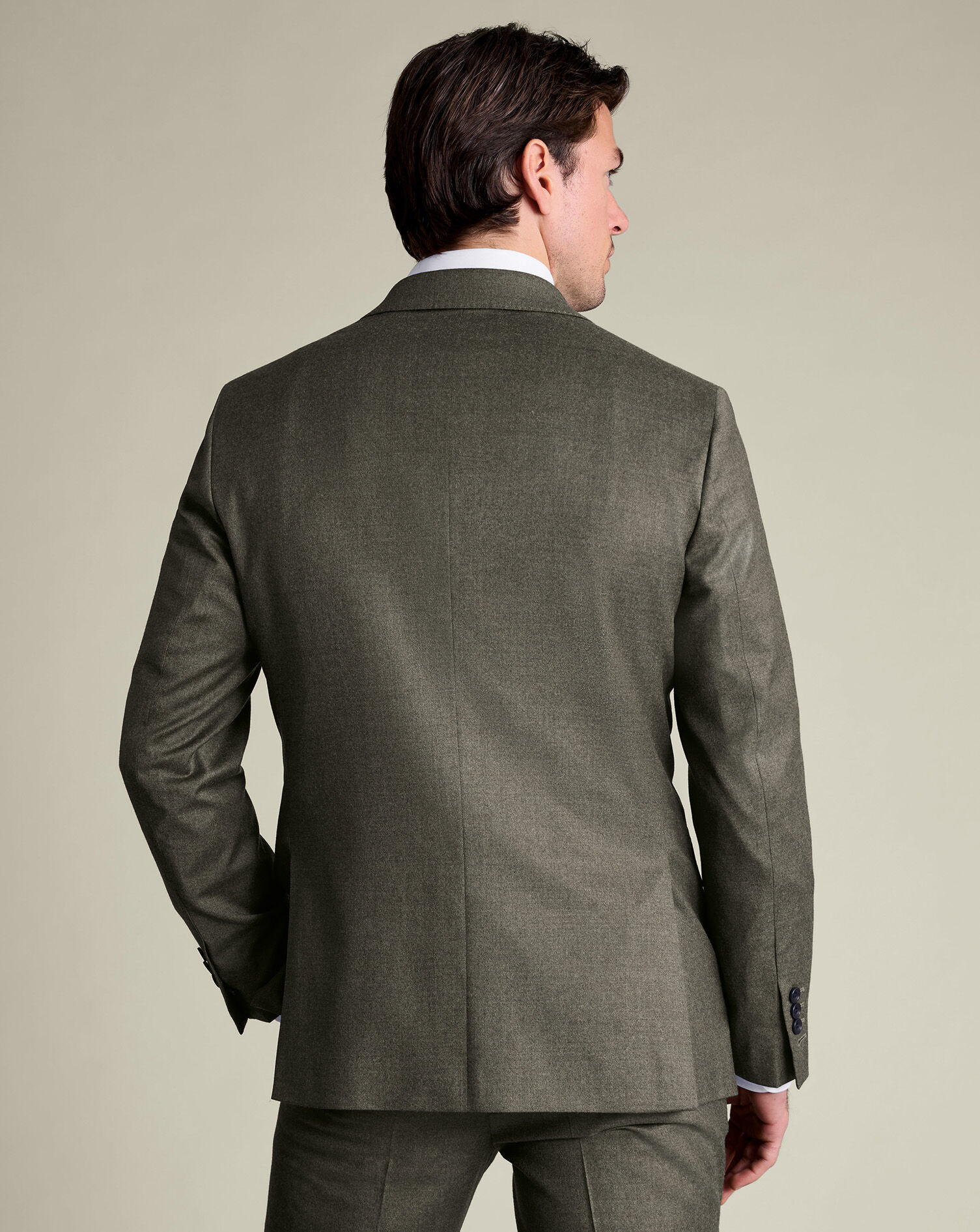 Italian Flannel Suit - Olive Green