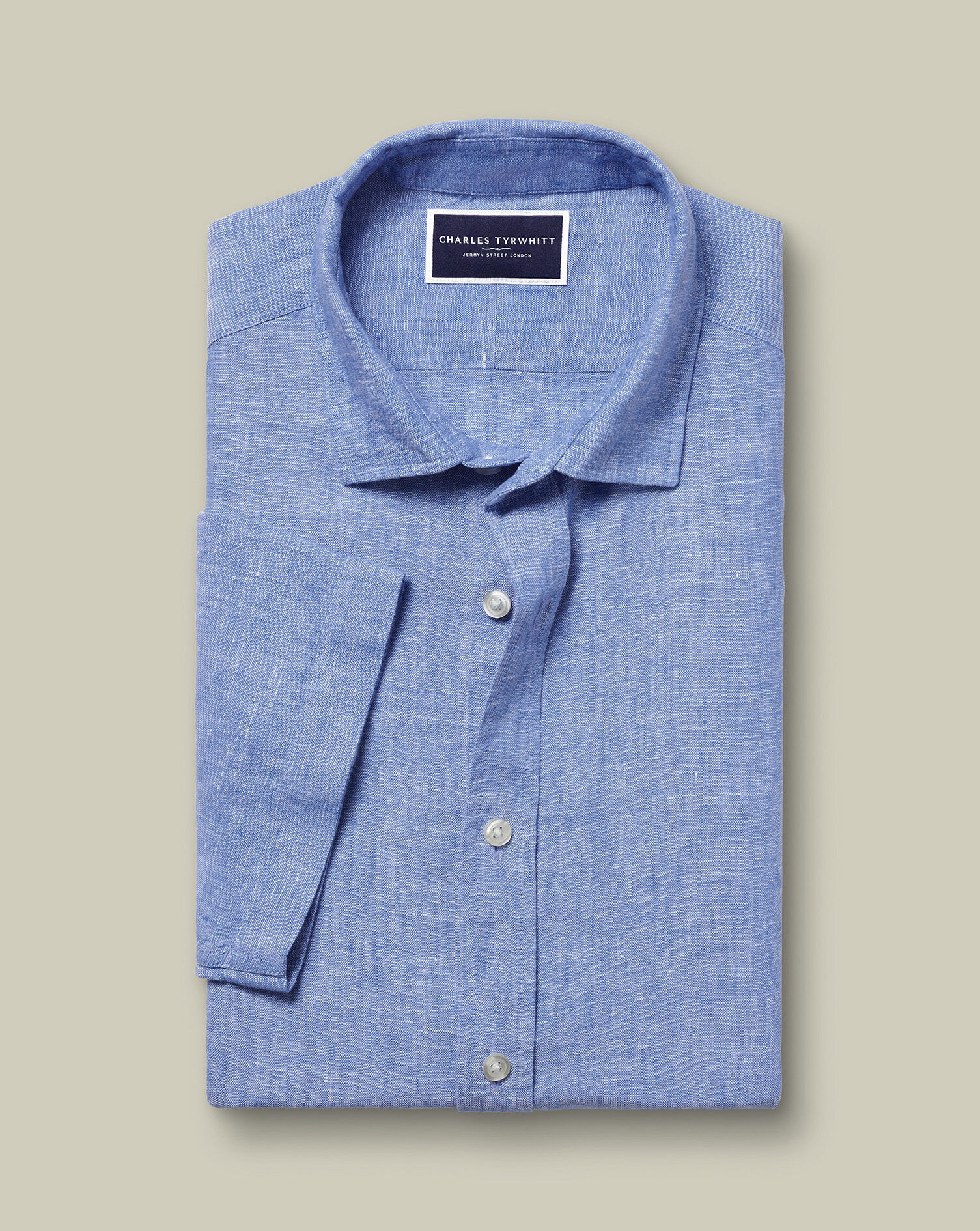 Pure Linen Short Sleeve Shirt - Cobalt Blue