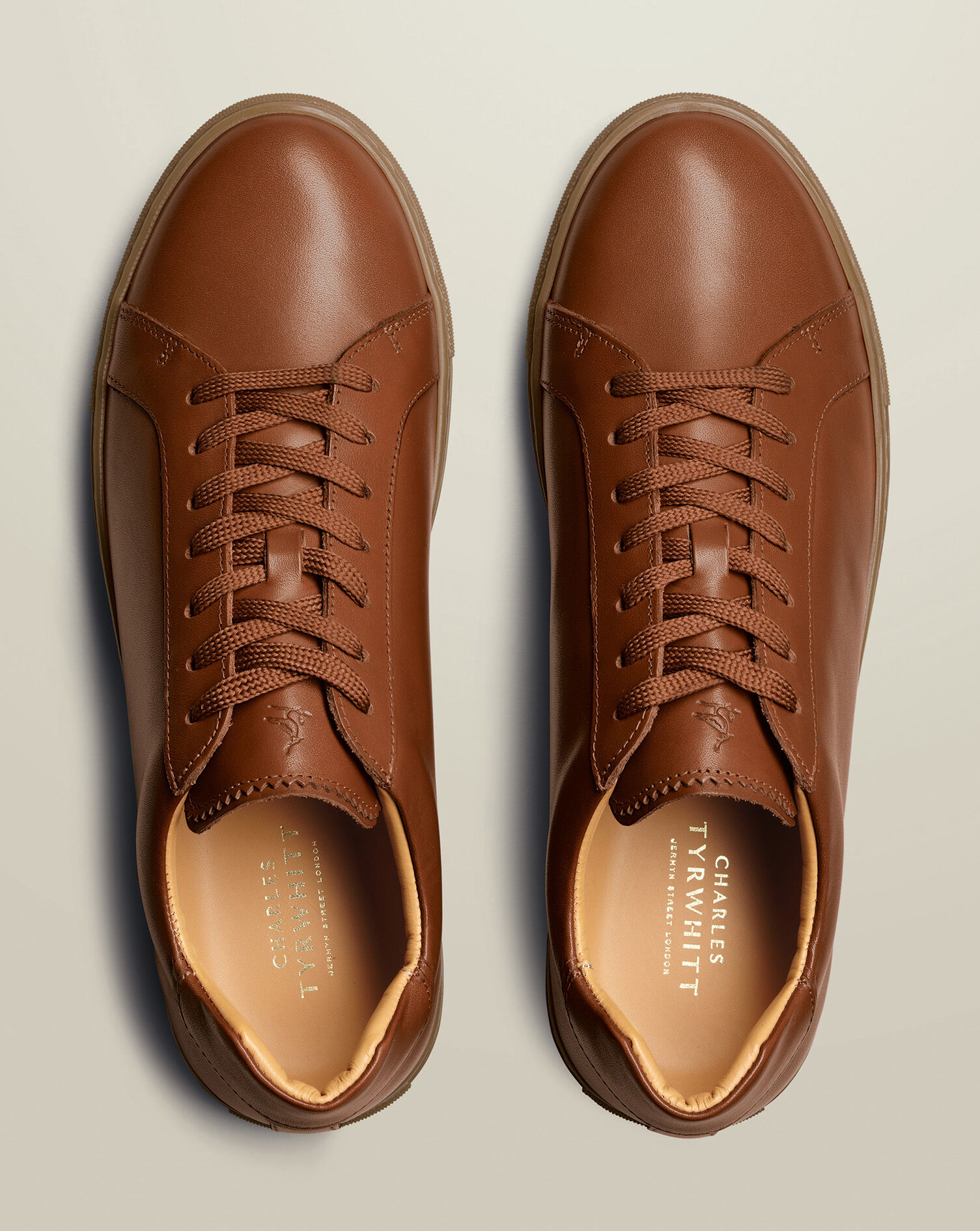 Gum Sole Leather Sneakers - Dark Tan