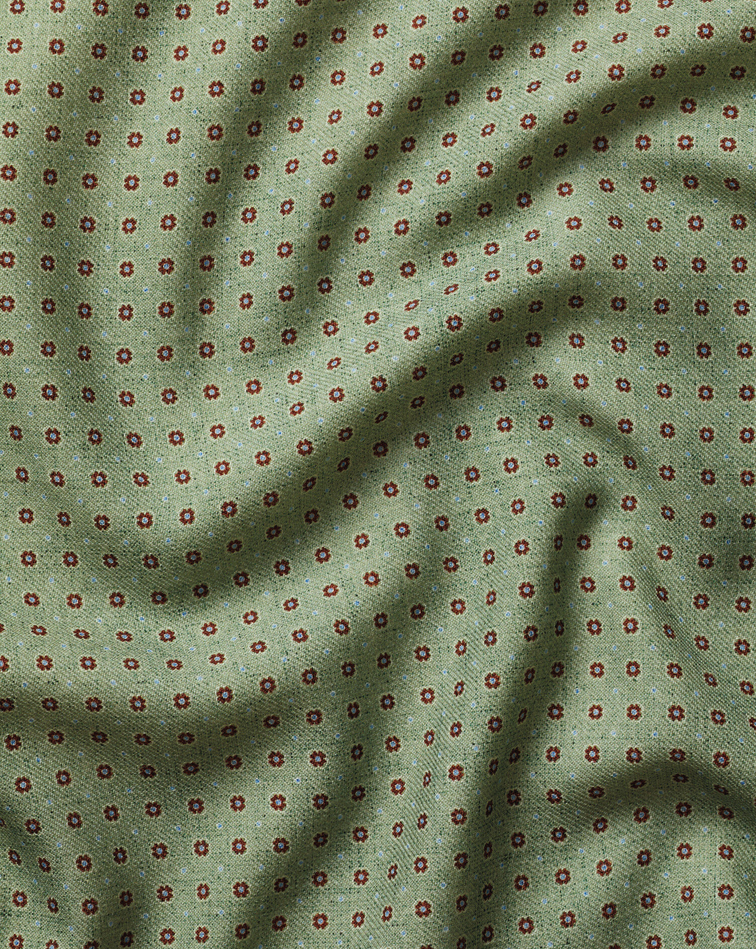 Wool Geo Print Pocket Square - Green