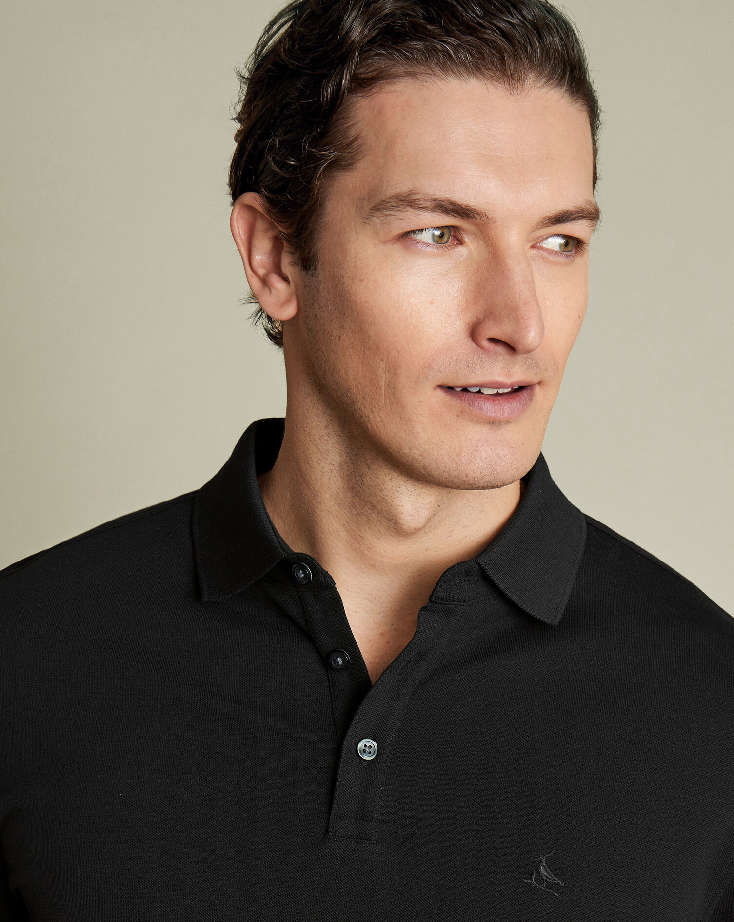 Long Sleeve Pique Polo - Black