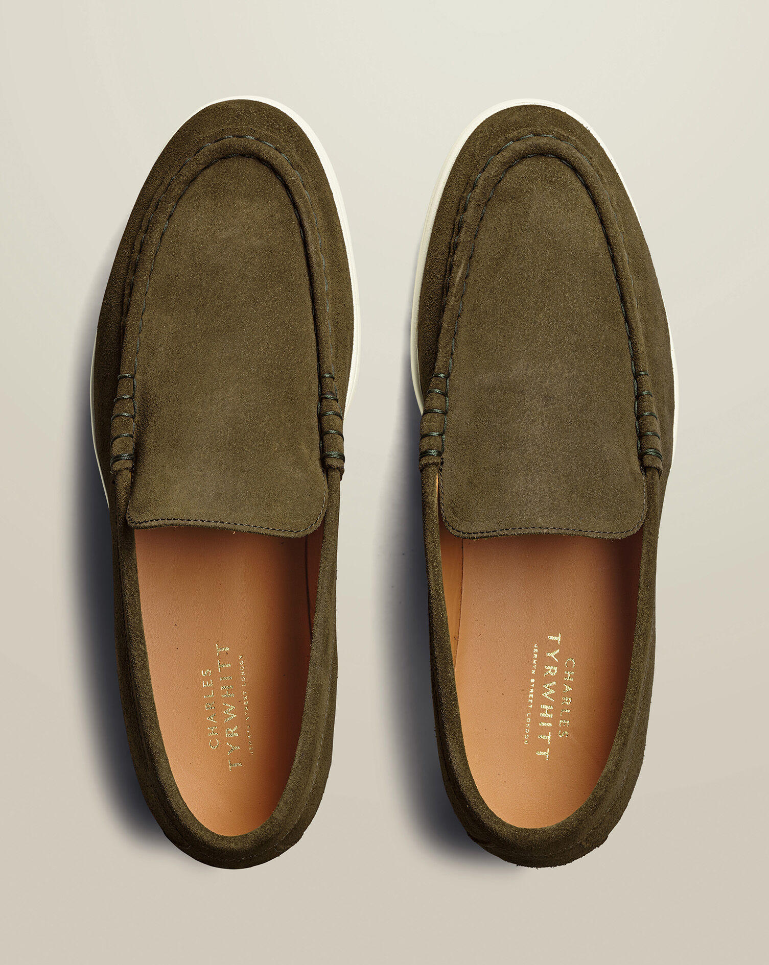Suede Slip-On Loafers - Olive Green