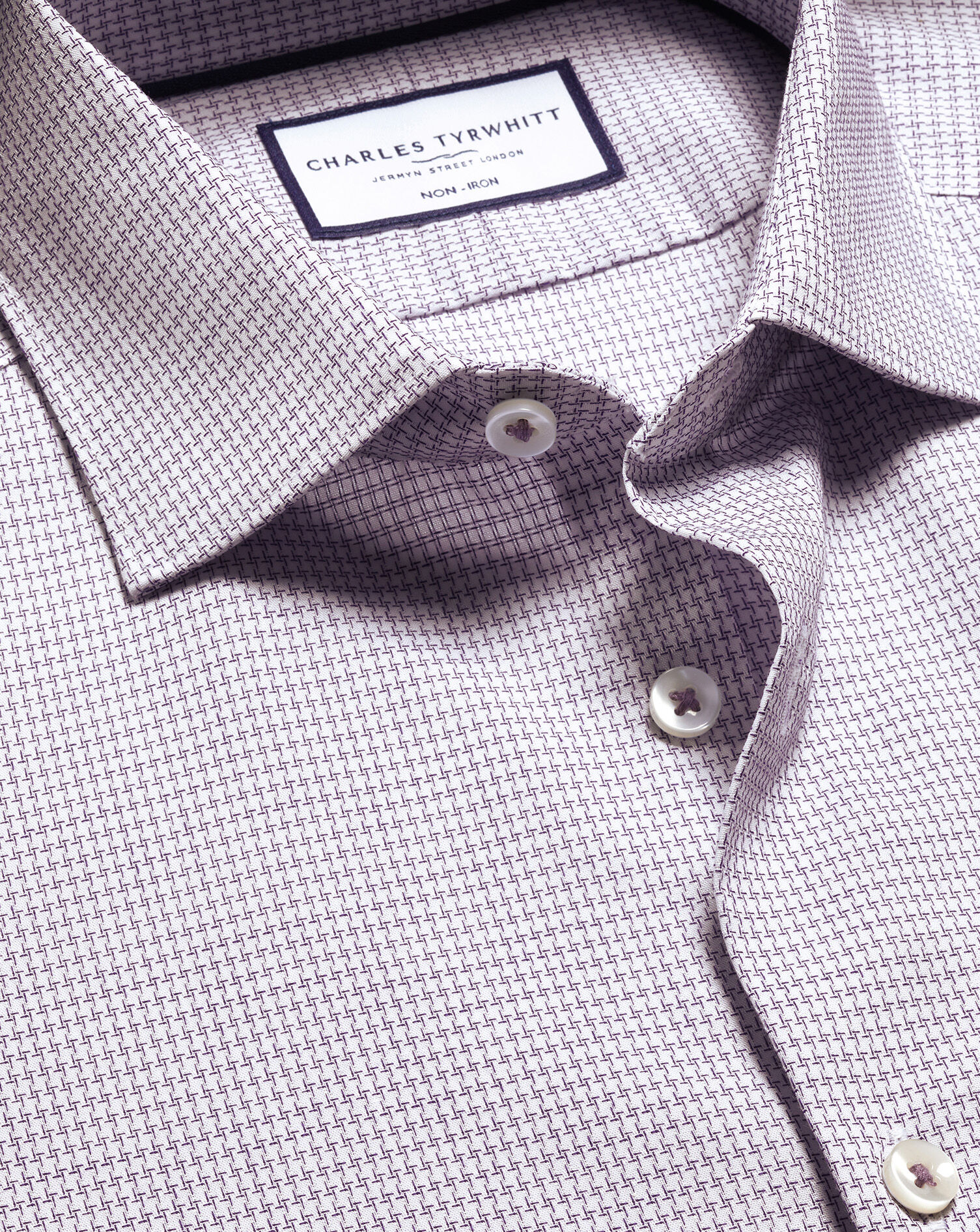 Non-Iron Stretch Texture Shirt - Dark Purple