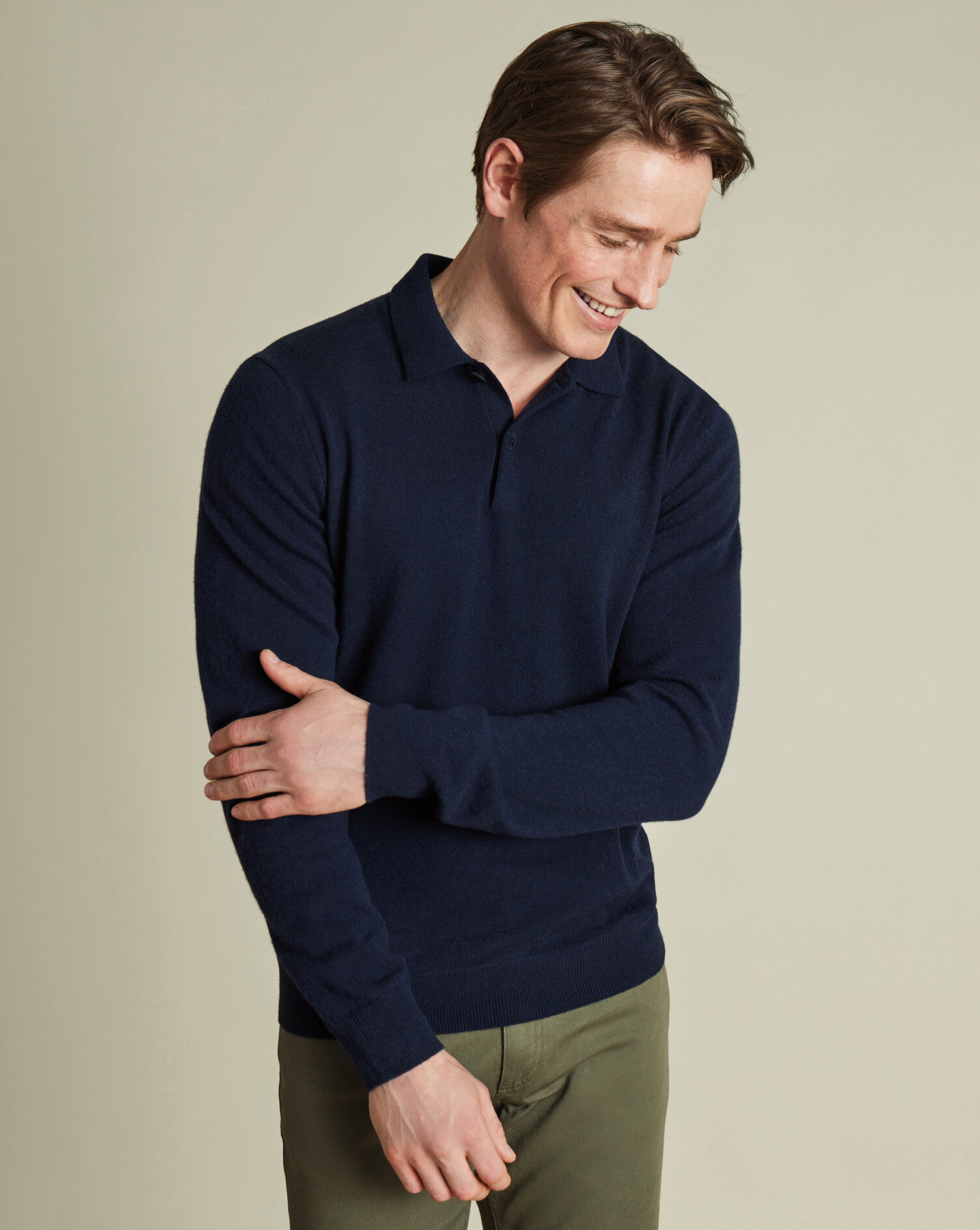 Cashmere Polo Sweater - Navy