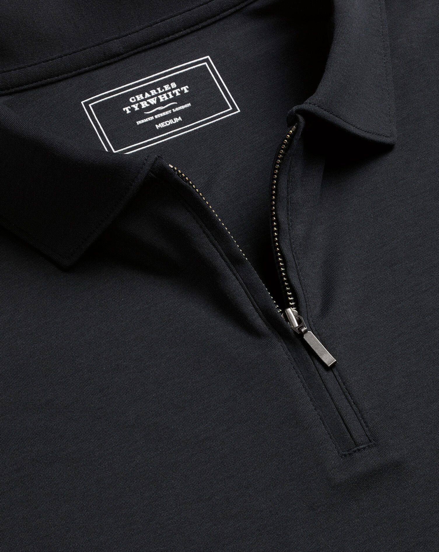 Zip-Neck Jersey Polo - Black