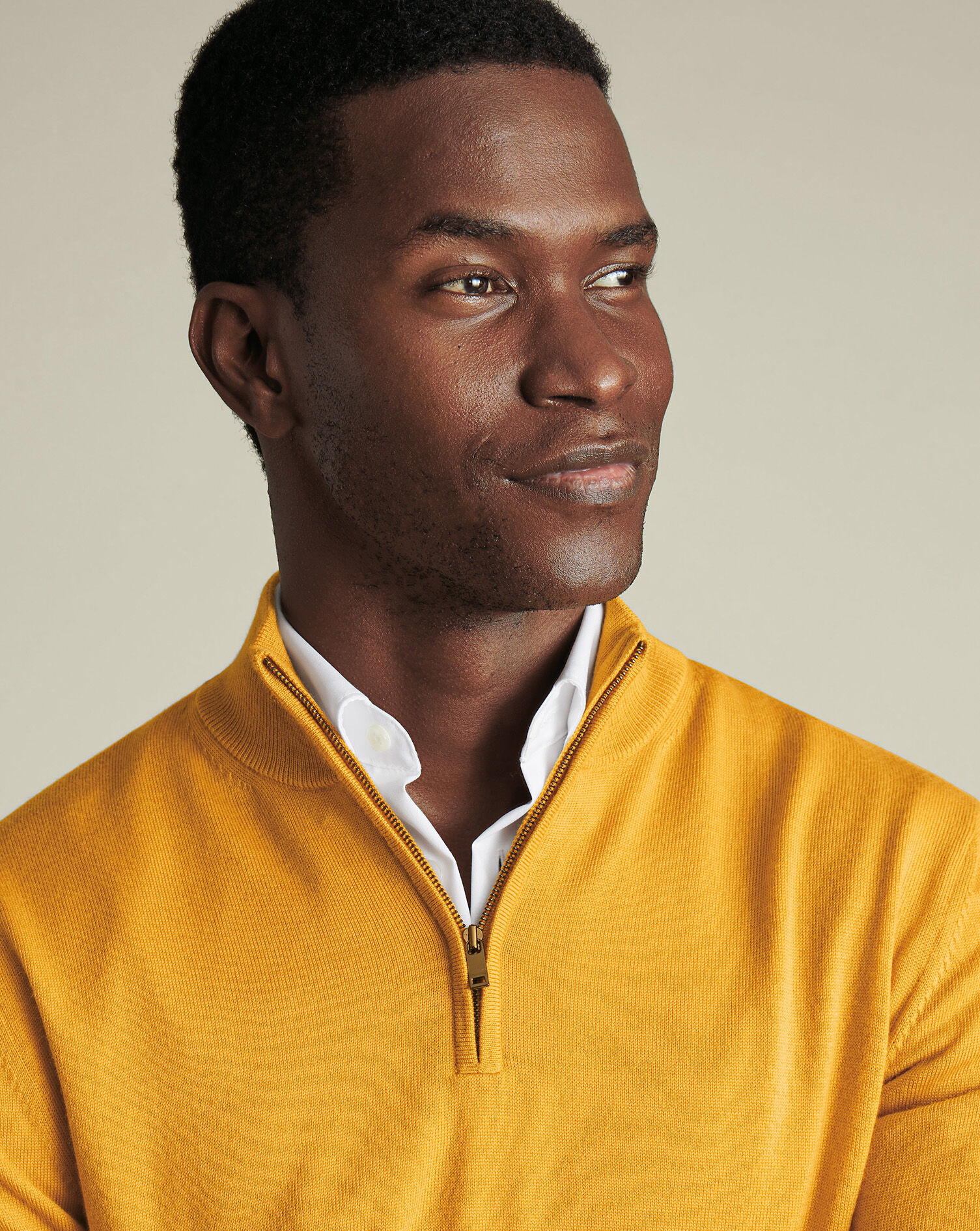 Merino Quarter Zip Sweater - Yellow