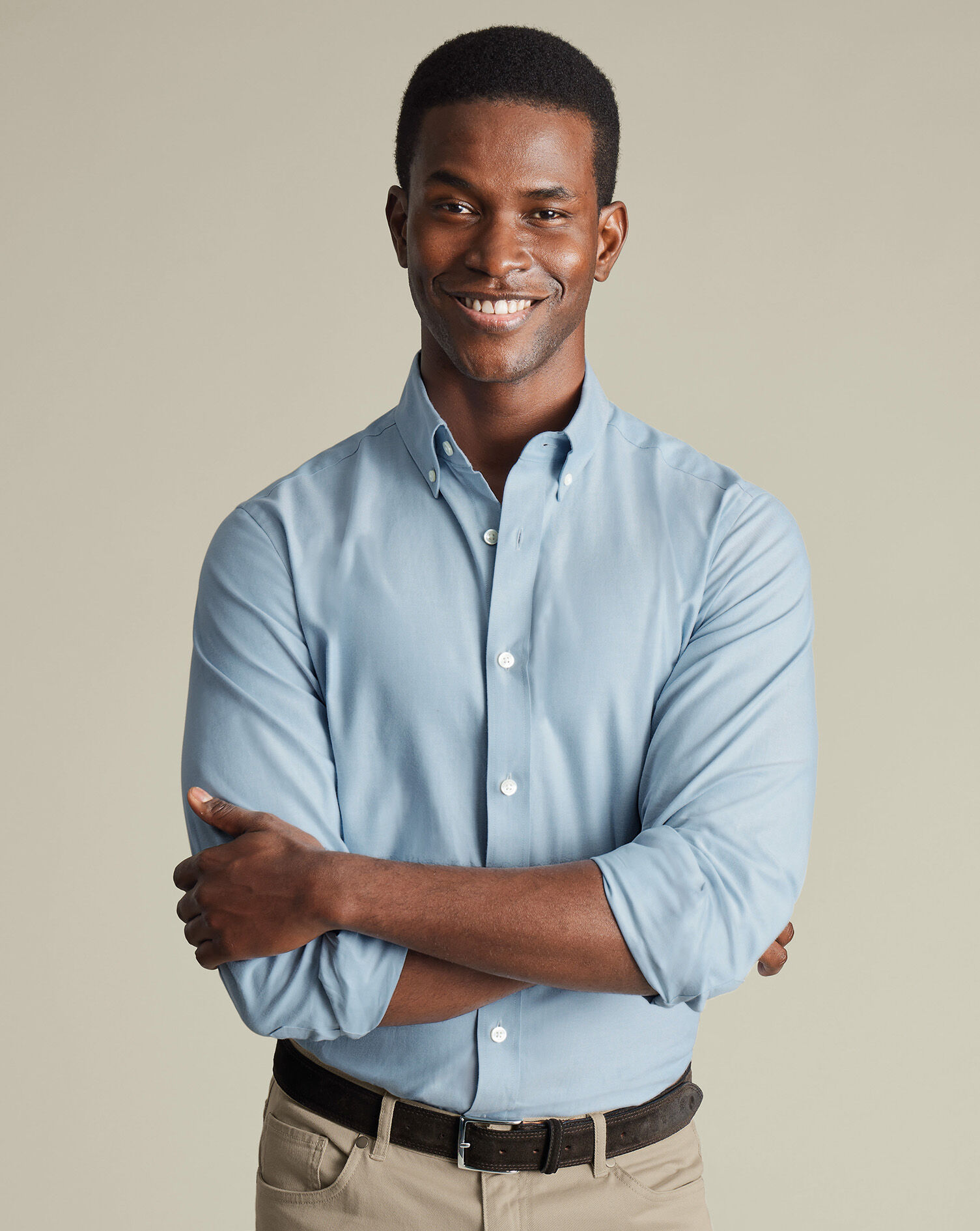 Brushed Cotton Twill Shirt - Light Blue