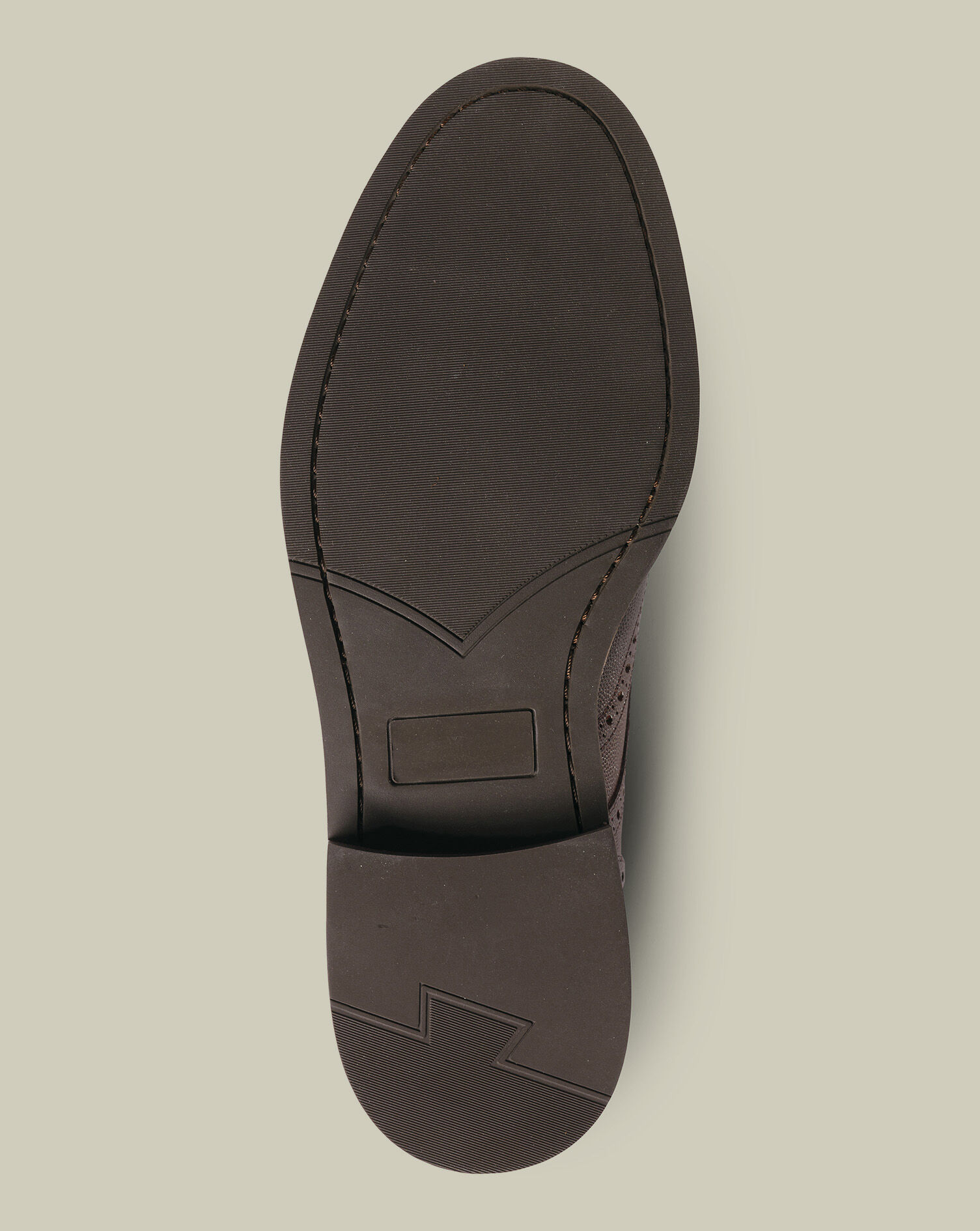 Grain Leather Derby Brogue Rubber Sole Shoe - Chestnut Brown