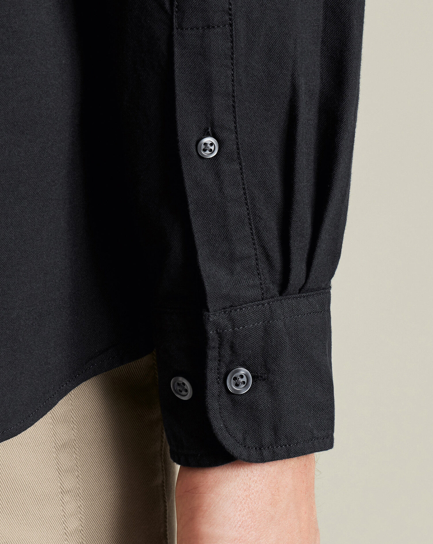 Stretch Washed Oxford Shirt - Black