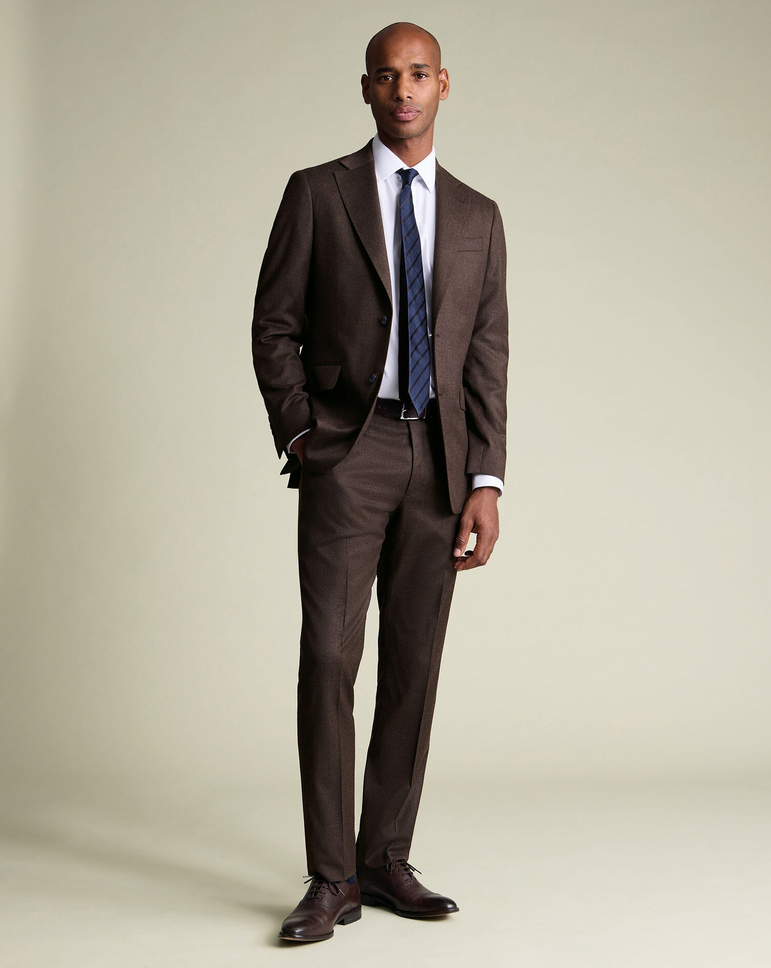 Italian Flannel Suit Jacket - Chocolate Brown