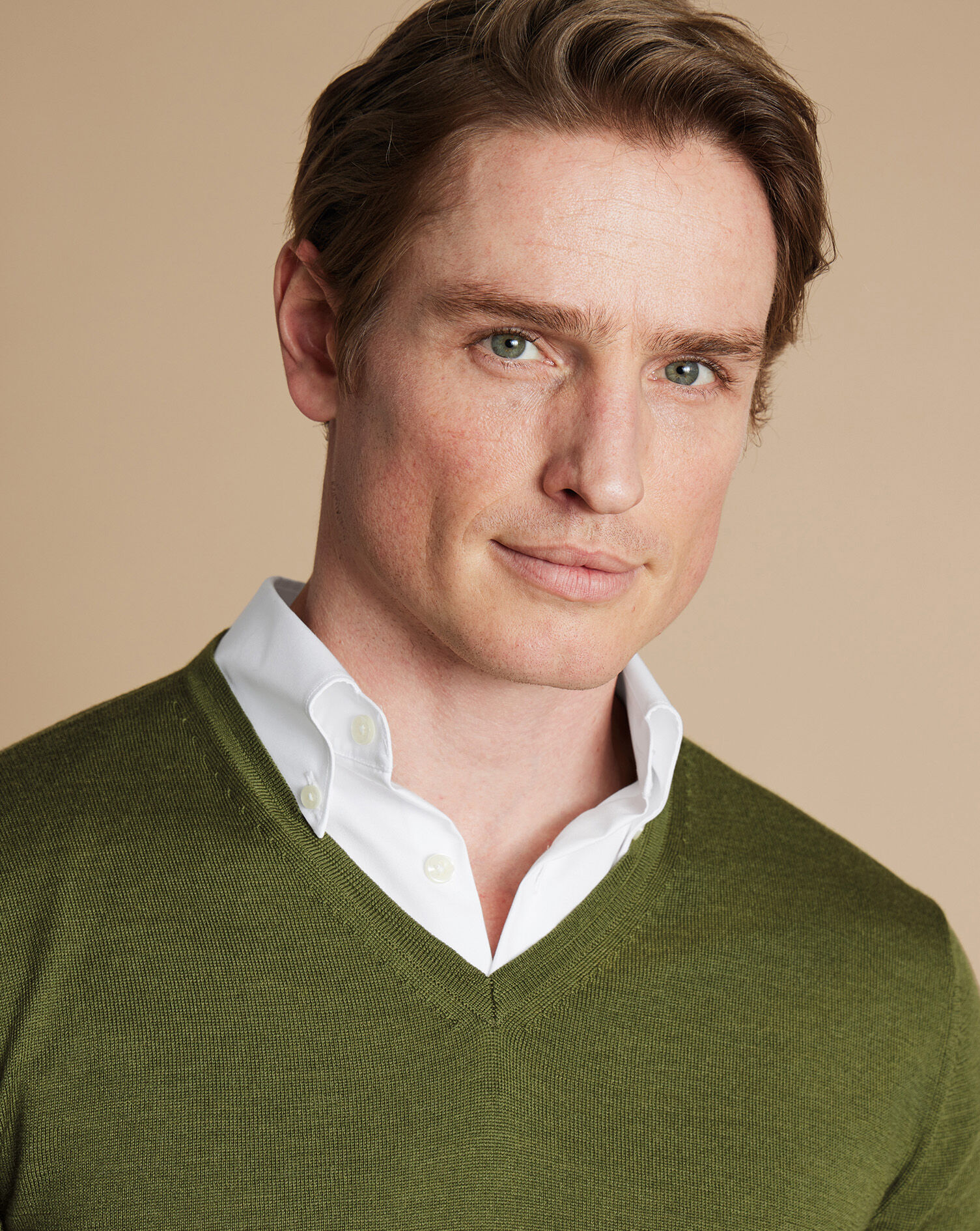 Merino V-Neck Sweater - Moss Green