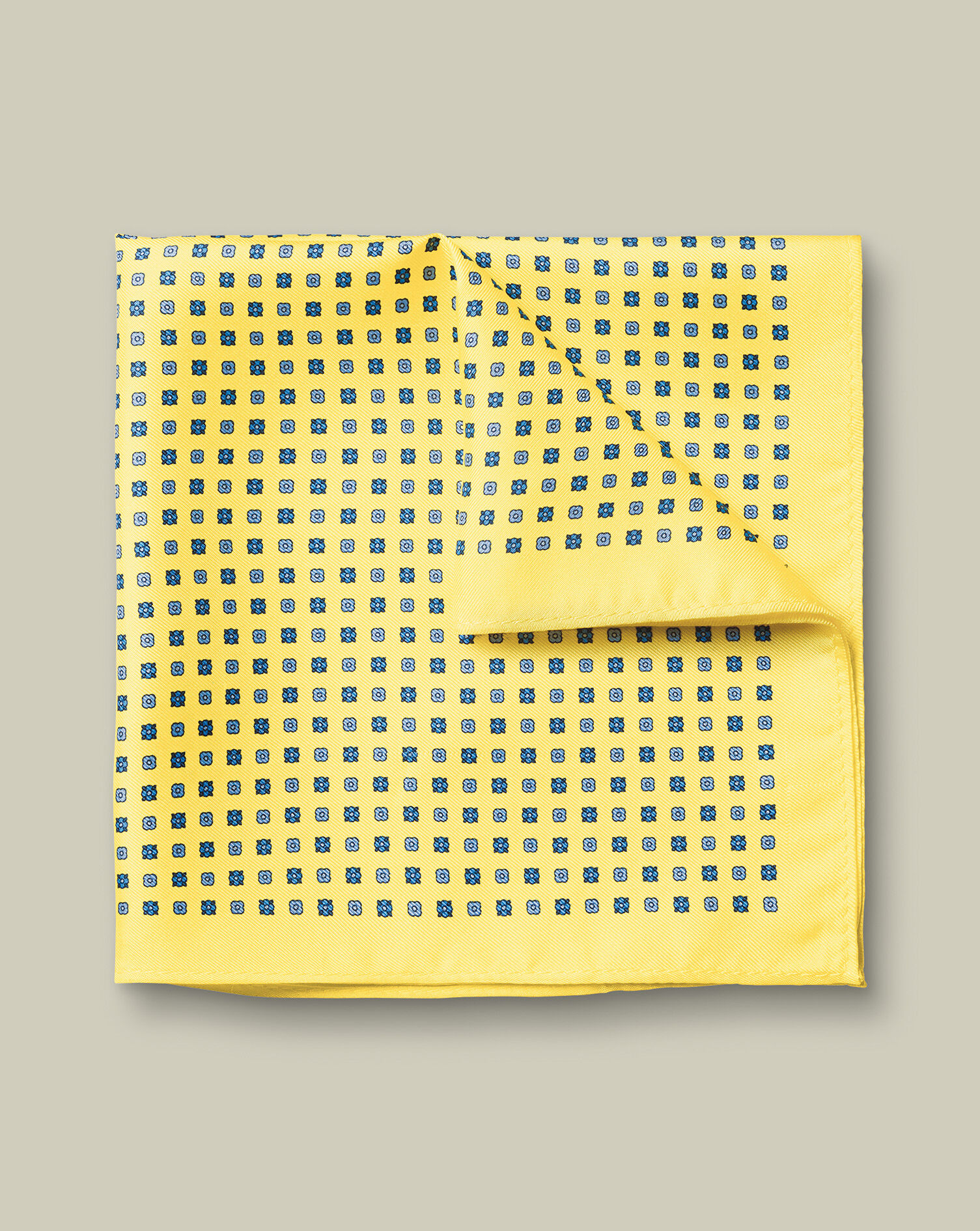 Silk Geo Print Pocket Square - Lemon