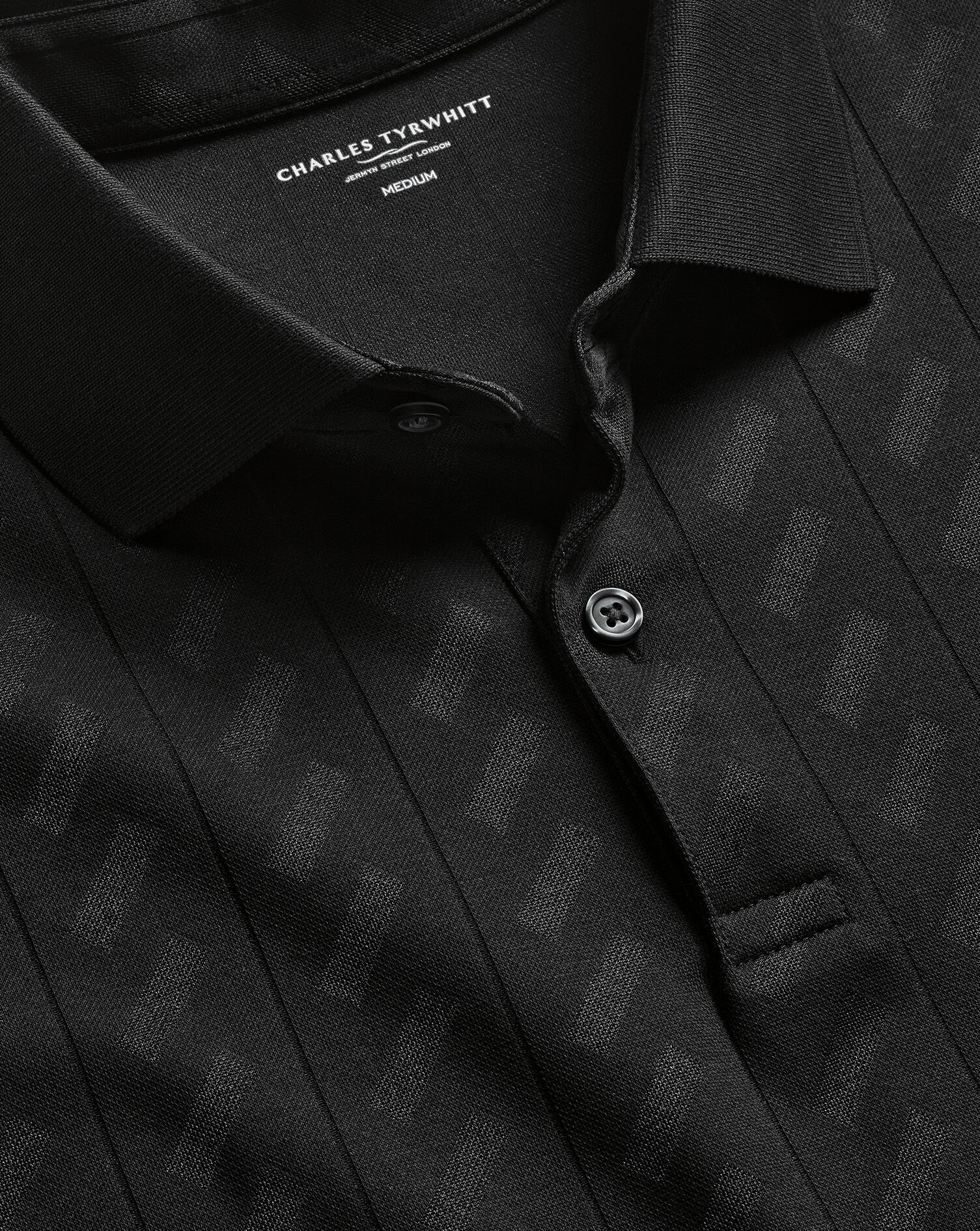 Textured Jacquard Polo - Black